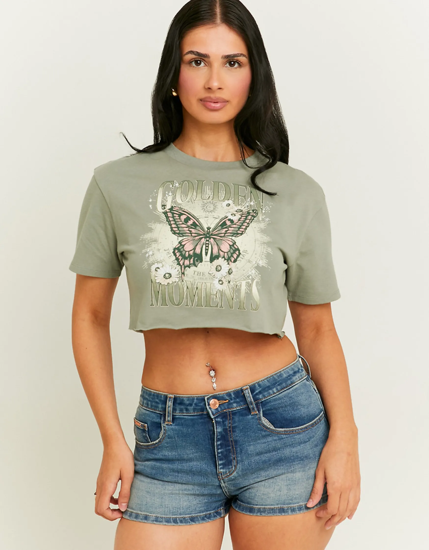 Tally Weijl Acid Wash Cropped Bedrucktes T-Shirt^ T-Shirts Mit Print