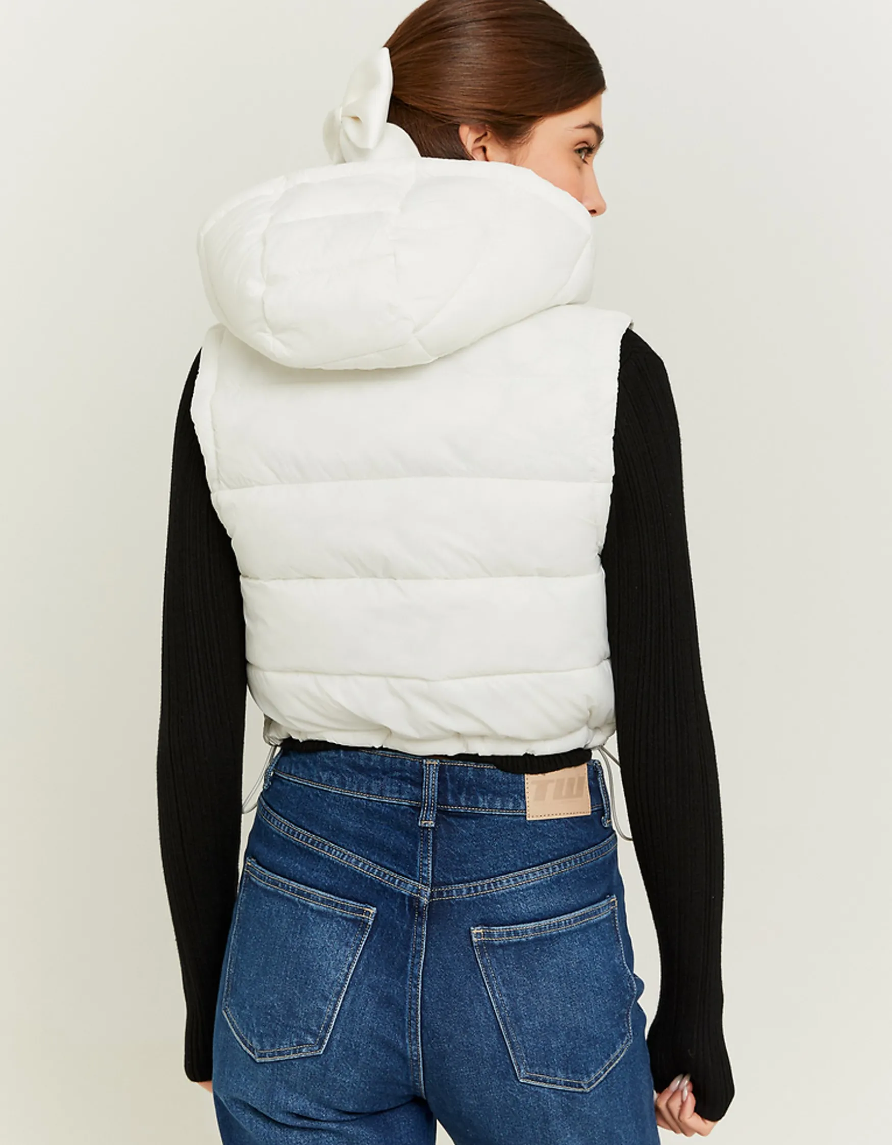 Tally Weijl Beige Cropped Vest with Padded Hood^ Jacken