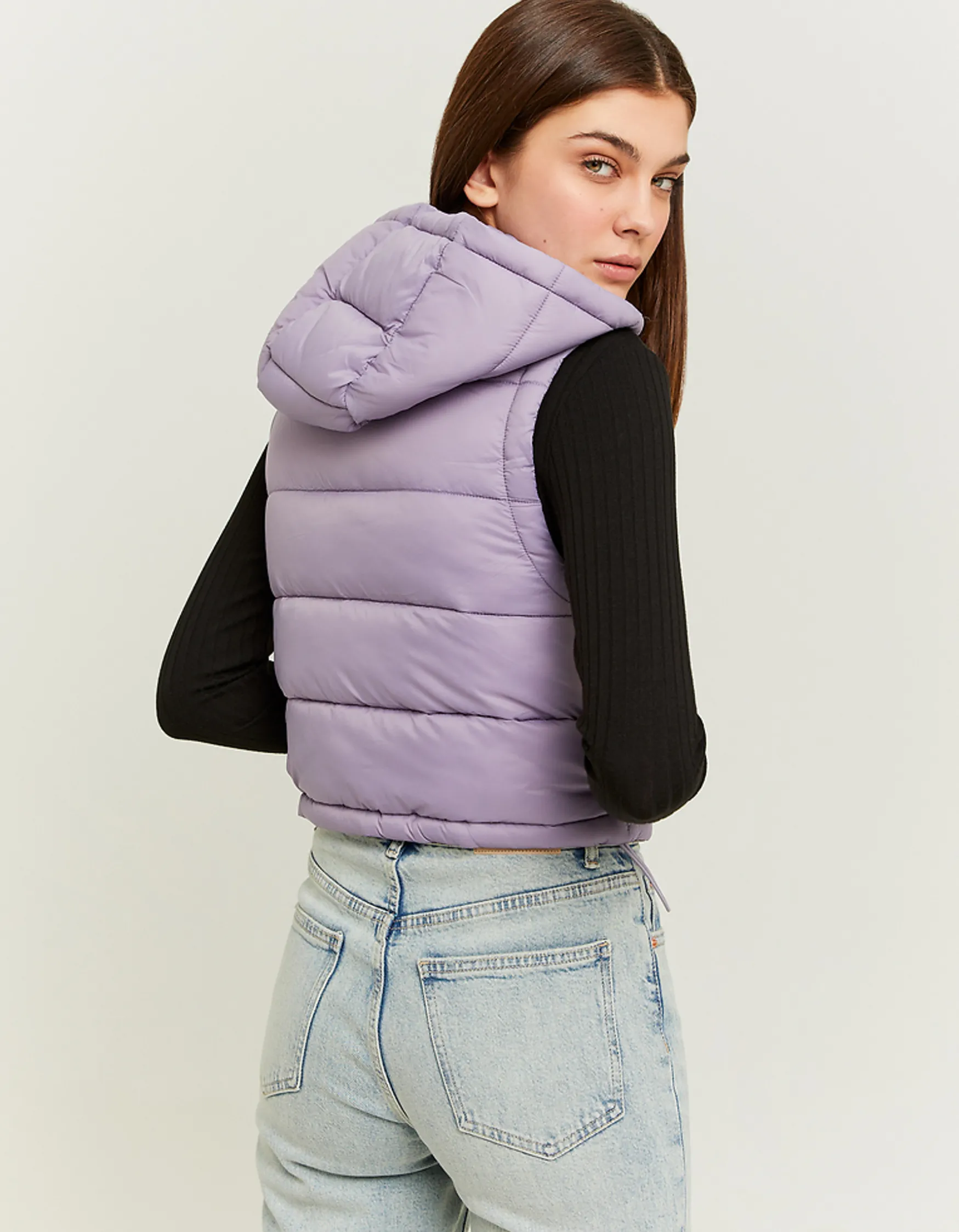 Tally Weijl Beige Cropped Vest with Padded Hood^ Jacken