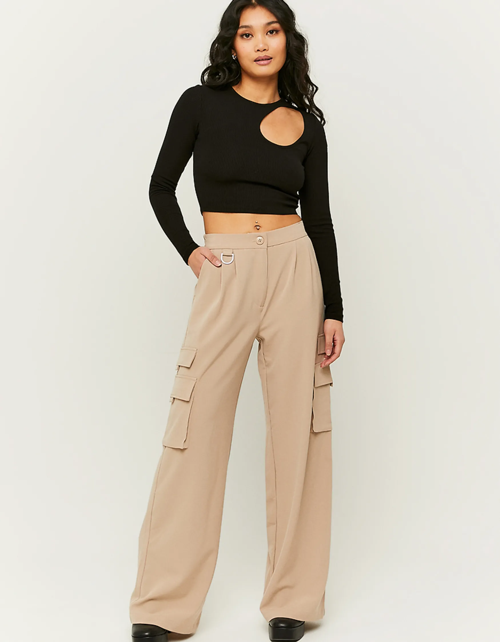 Tally Weijl Beige Wide Leg Cargo Trousers^ Cargo & Parachute