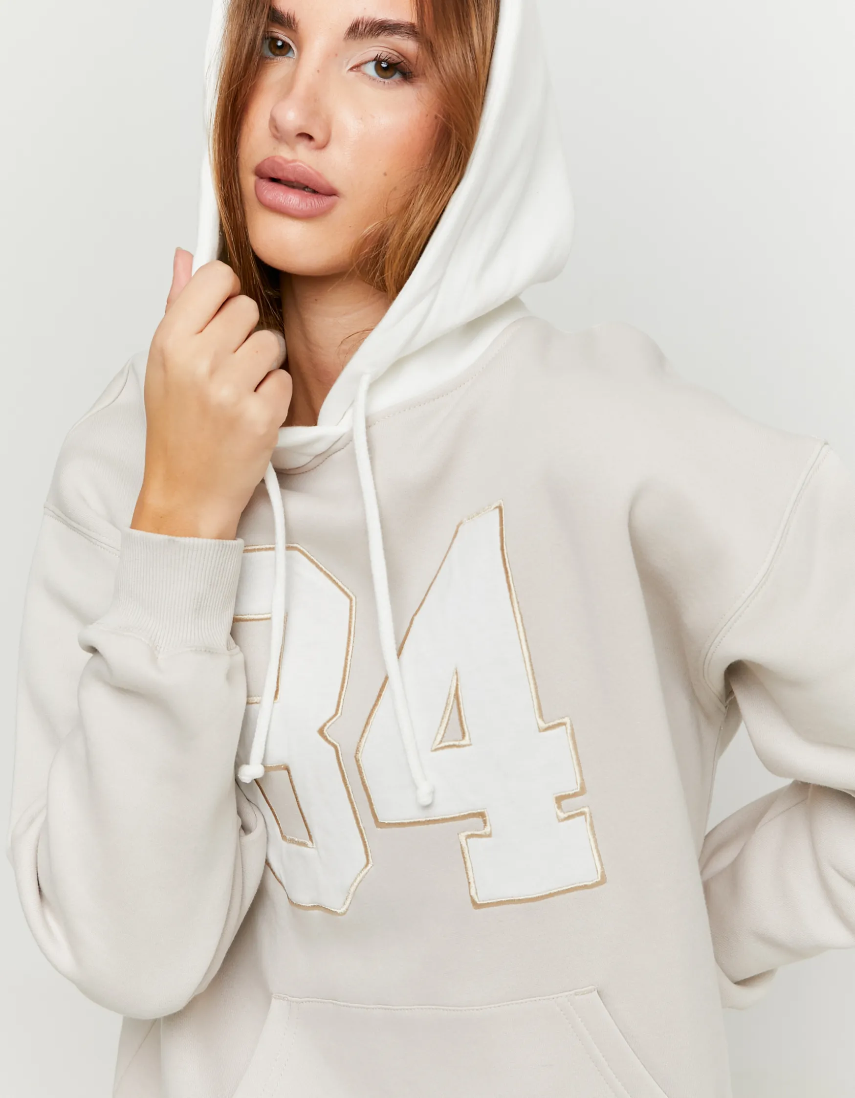 Tally Weijl Beiger Oversize Hoodie mit Bestickung^ Sweatshirts & Hoodies