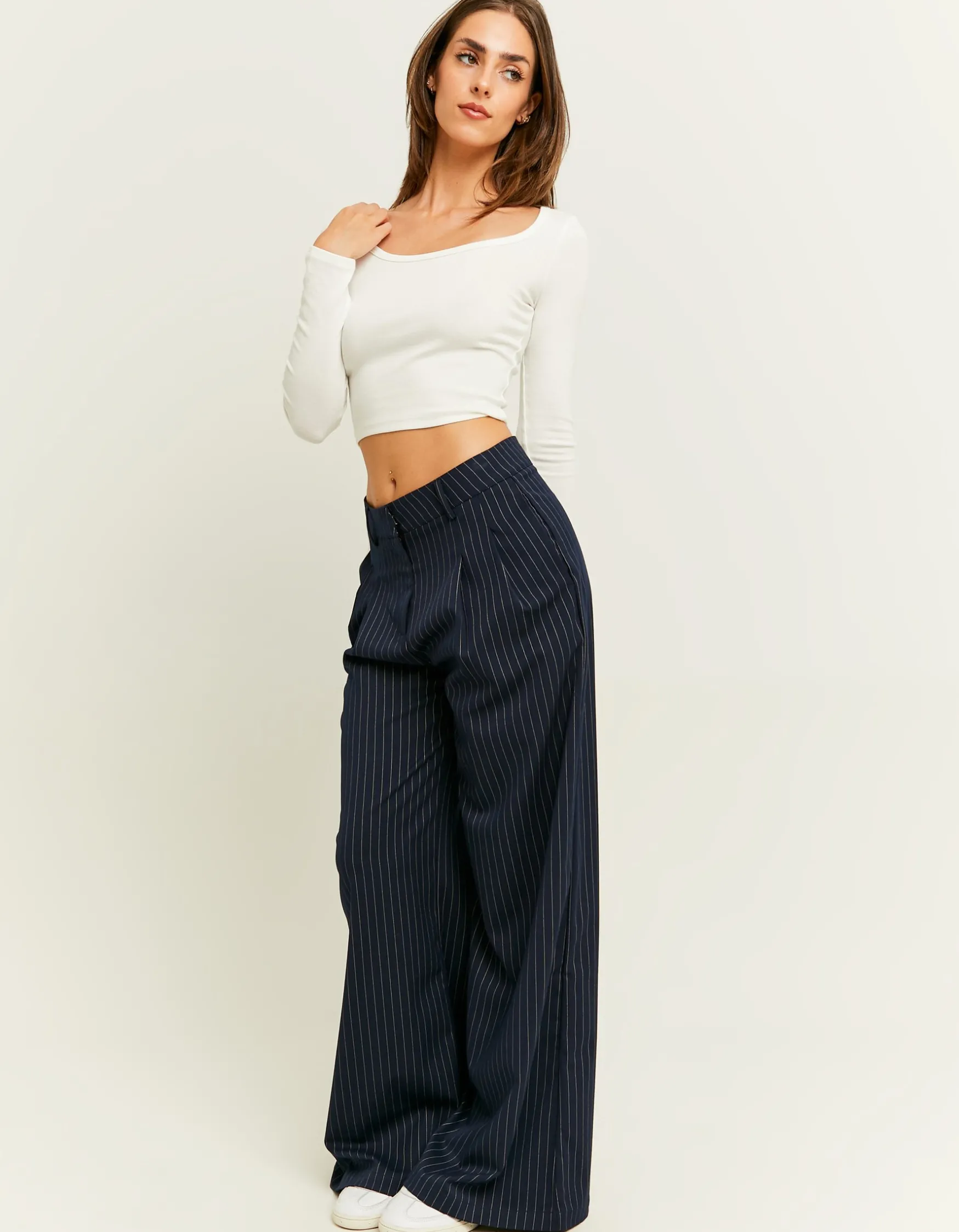 Tally Weijl Blaue "Pinstripe" Wide Leg Hose^ Hosen