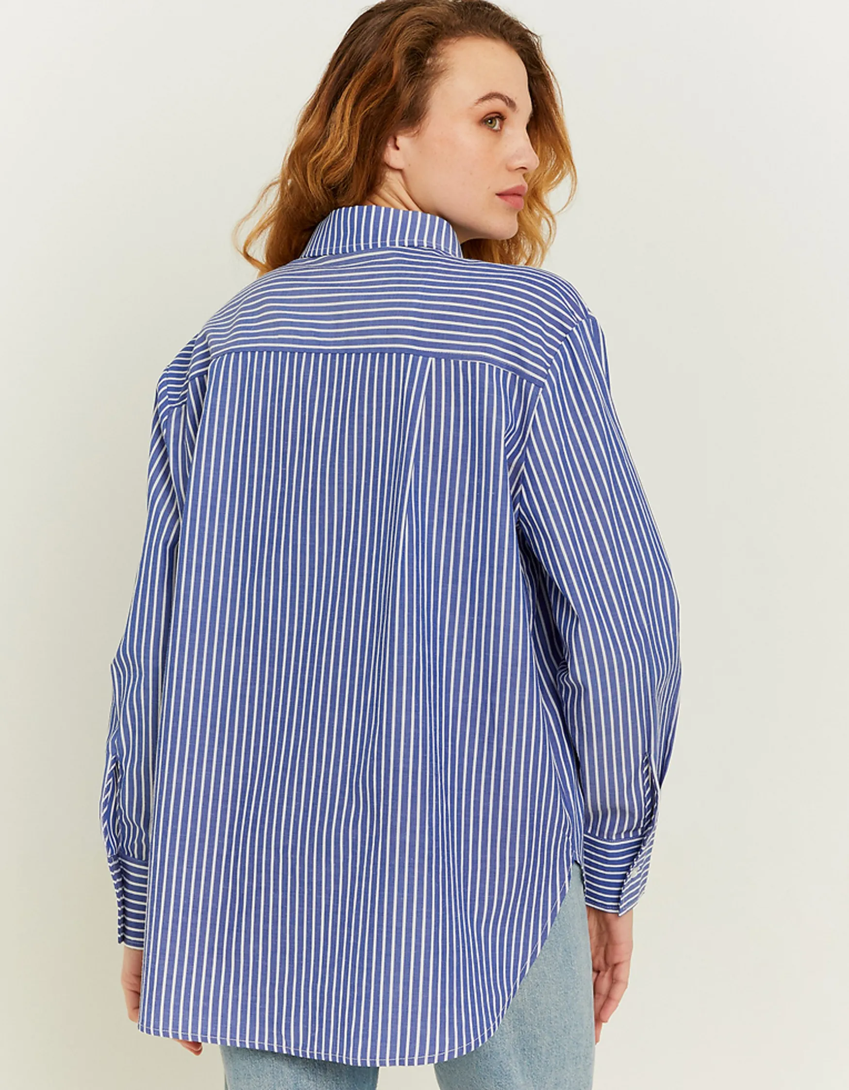 Tally Weijl Blaues Oversize Shirt mit weissen Streifen^ Blusen & Hemden