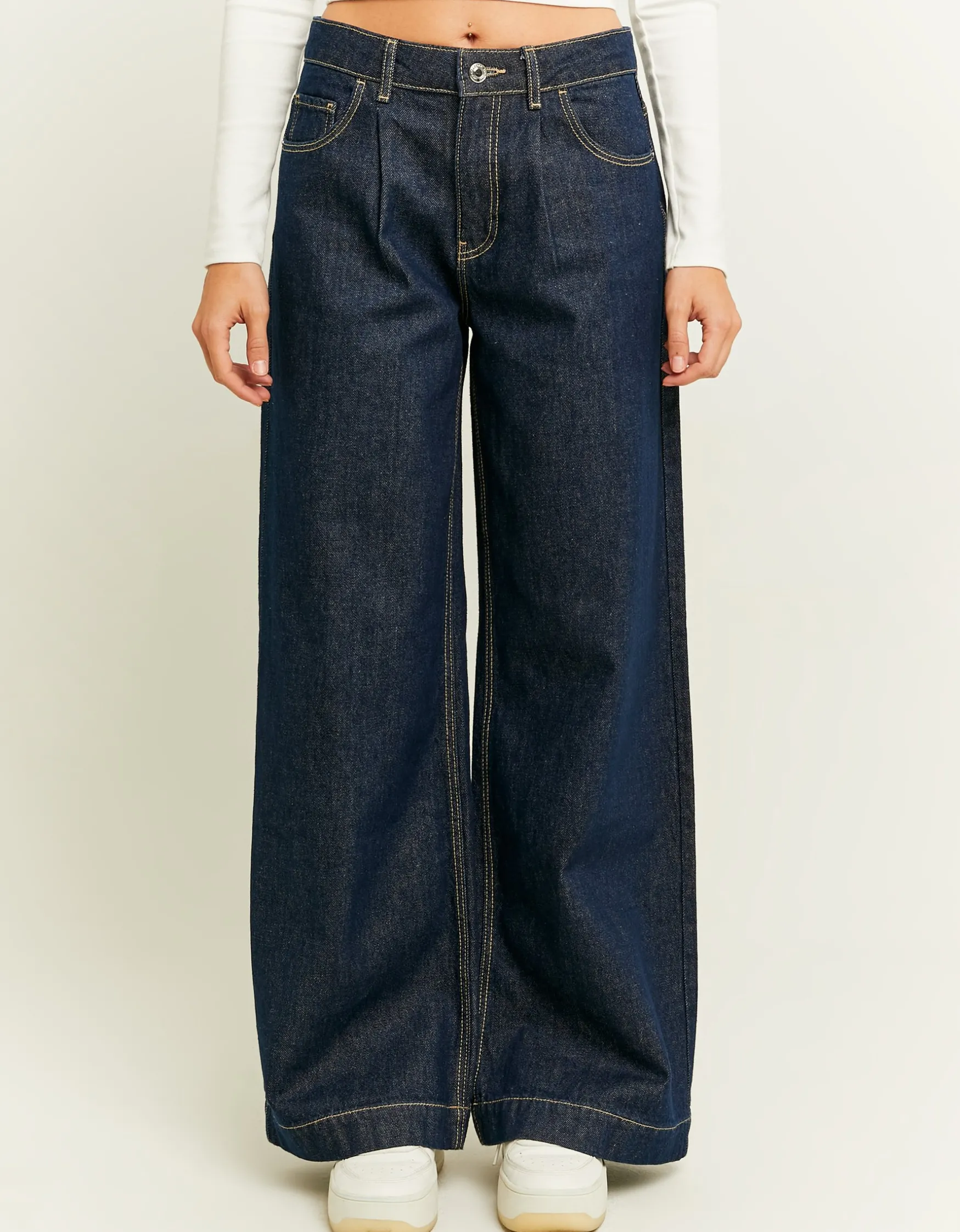 Tally Weijl Dunkle Wide Leg Jeans mit Falten-Details^ Jeans