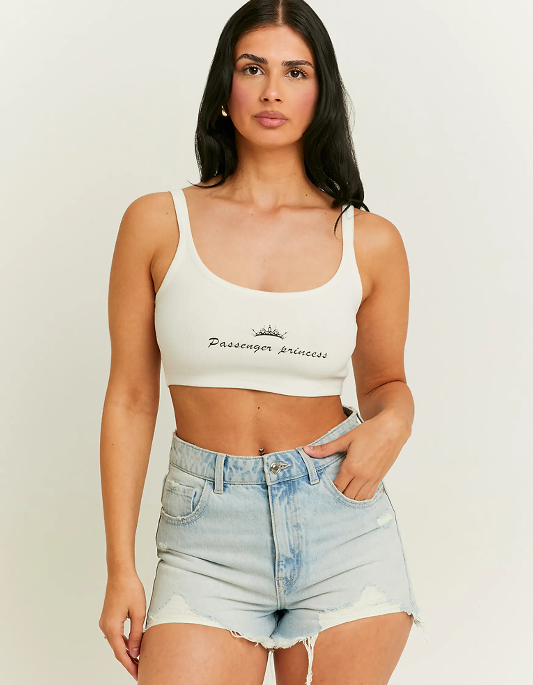 Tally Weijl Gelbes Cropped Bedrucktes Tank Top^ T-Shirts Mit Print