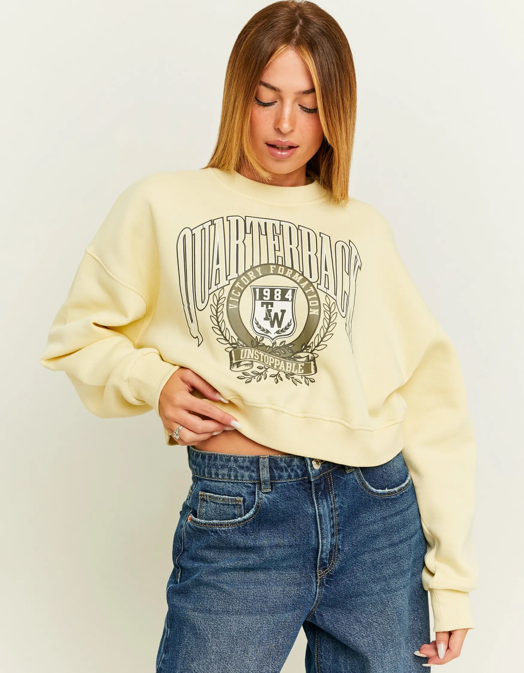 Tally Weijl es Cropped Oversize Sweatshirt mit Print^ Sweatshirts & Hoodies