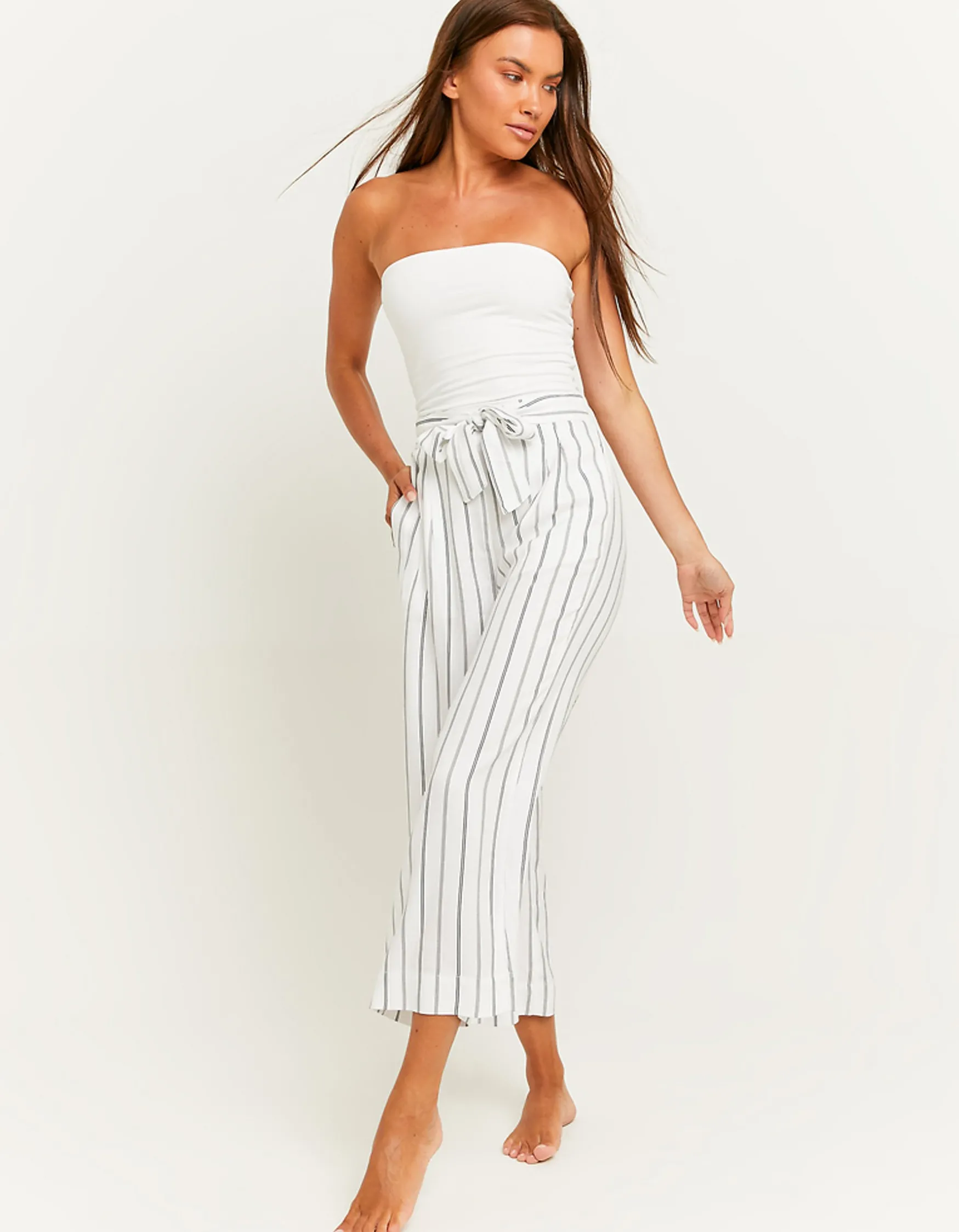 Tally Weijl Gestreifte Wide Leg Hose mit elastischem Bund^ Hosen