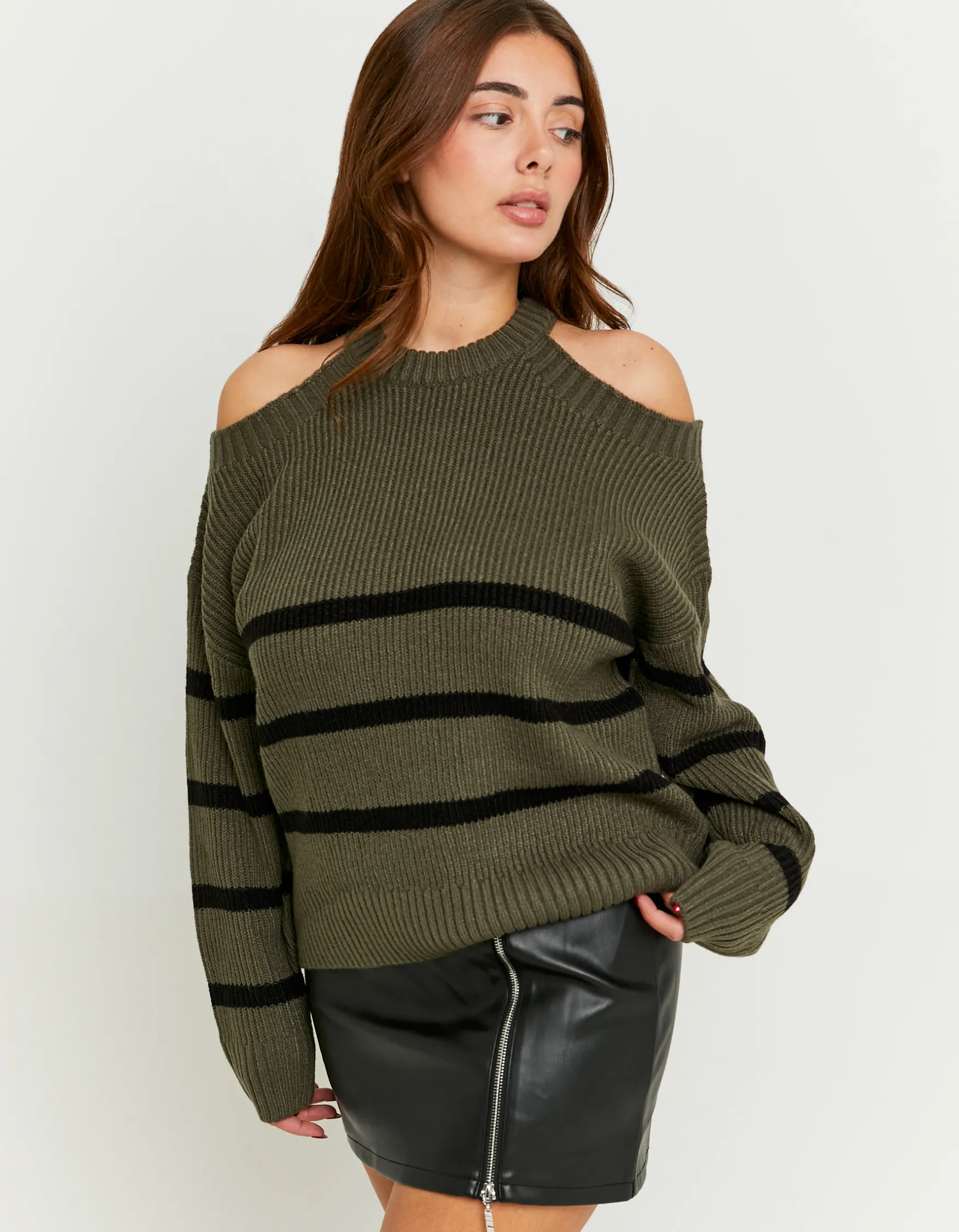 Tally Weijl Gestreifter Pullover mit Schulter Cut Outs^ Strick