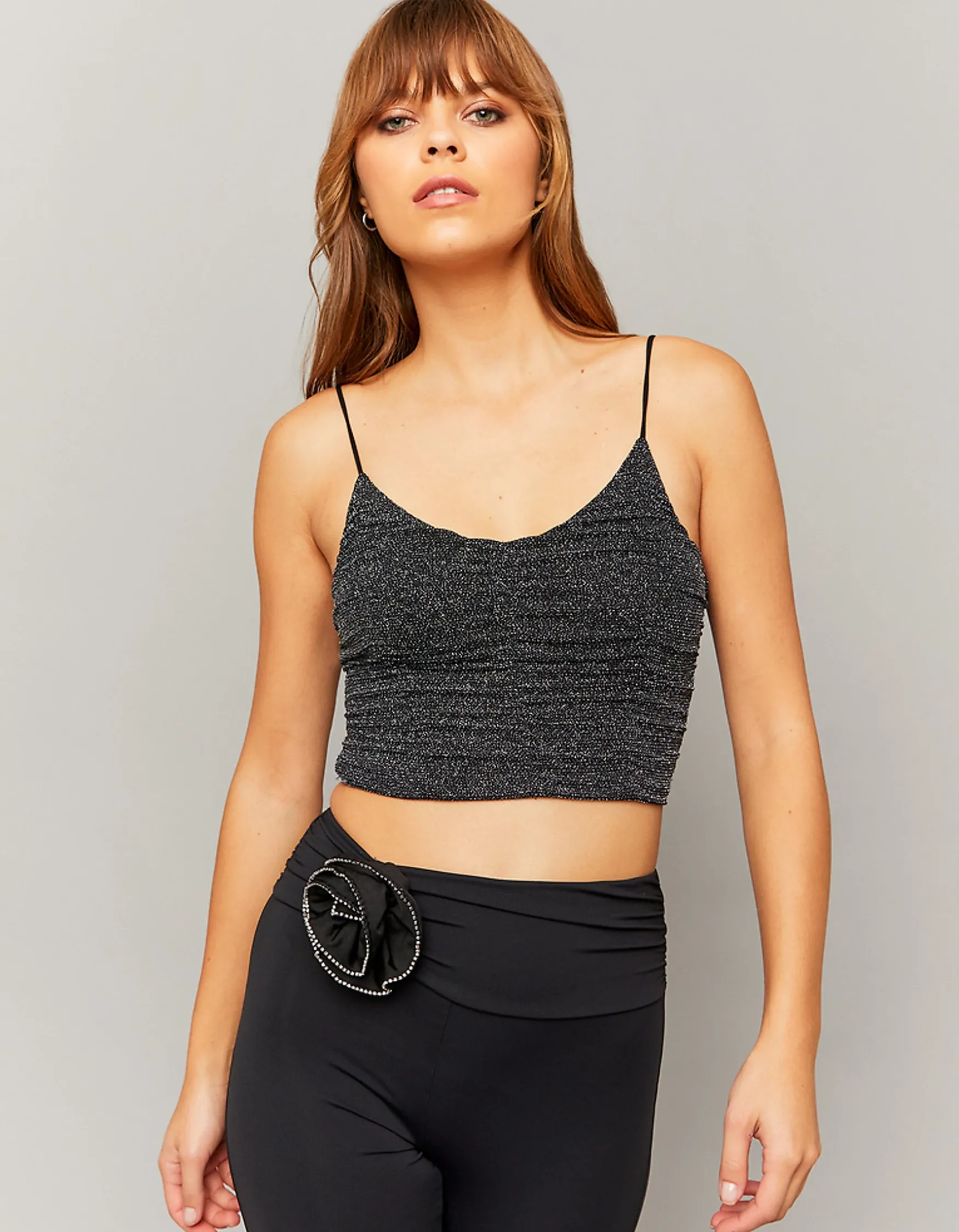 Tally Weijl Graues Lurex-Cropped-Top^ Tops