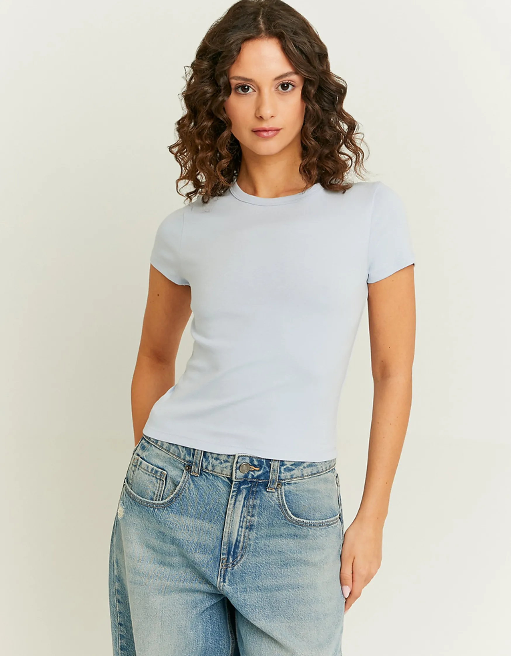 Tally Weijl Helles geripptes Basic T-Shirt^ Basic T-Shirts