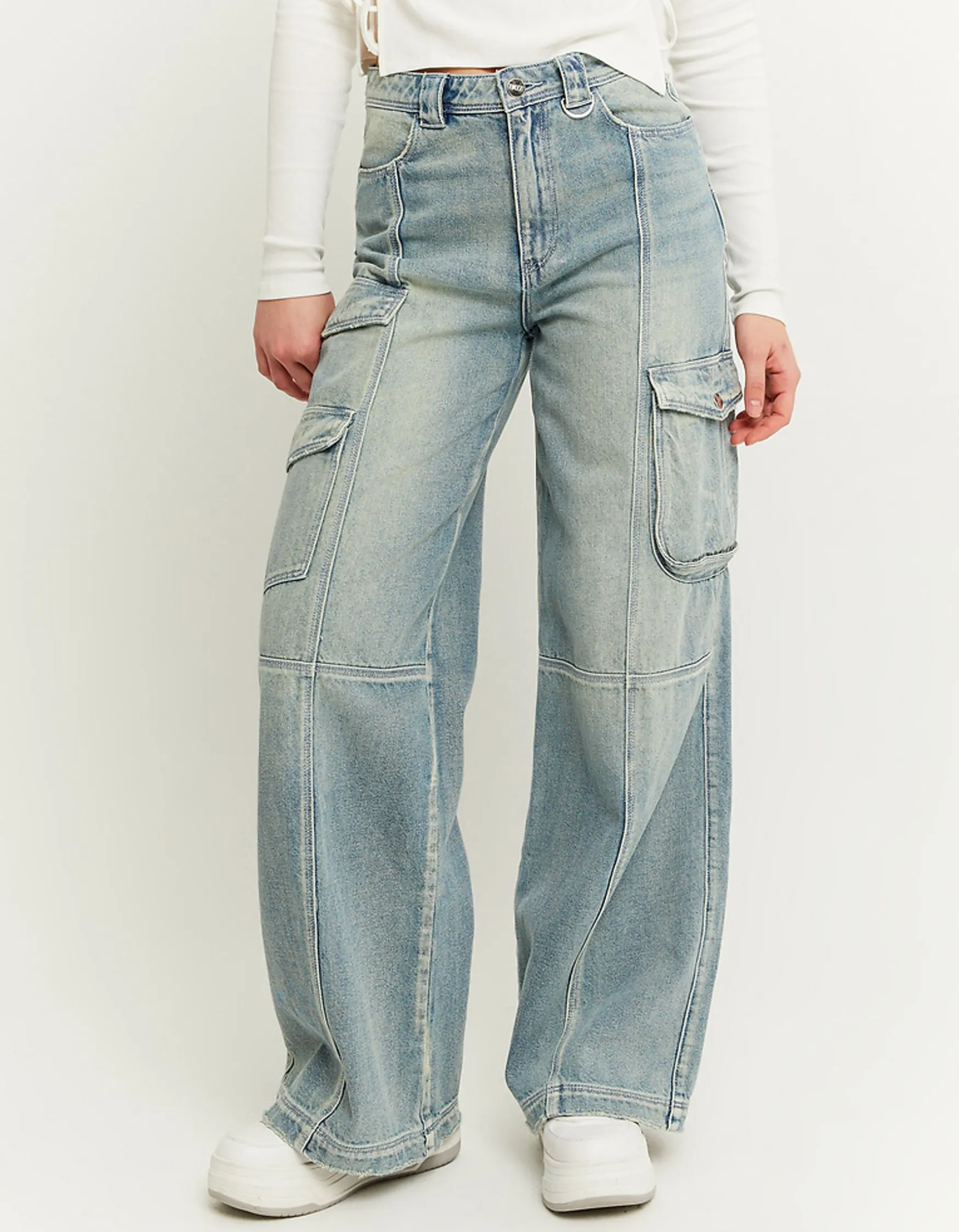 Tally Weijl High Waist Fancy Wide Leg Cargo Jeans^ Jeans | Cargo & Parachute