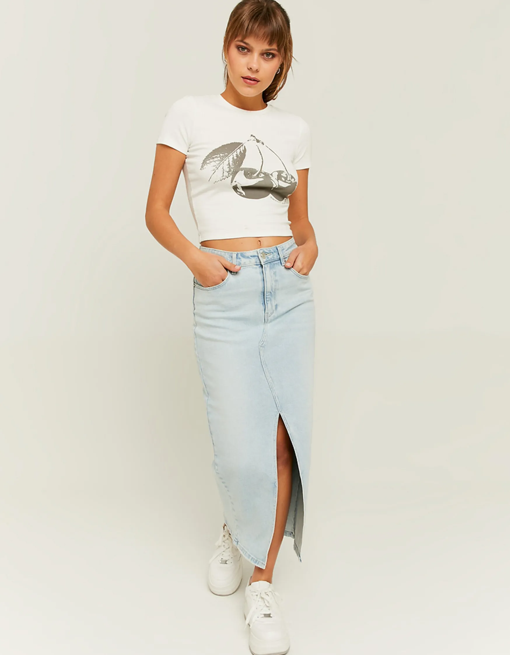 Tally Weijl High Waist Midi Denim Rock mit Schlitz^ Röcke