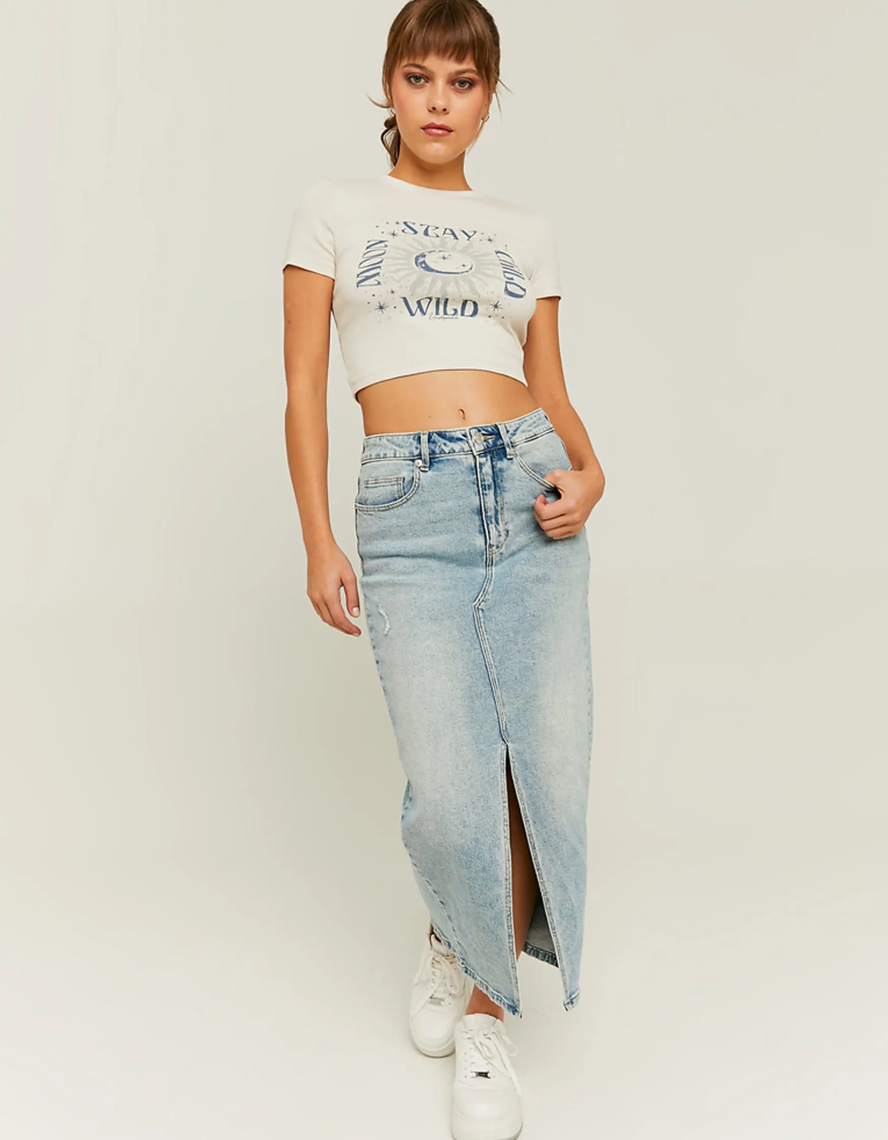 Tally Weijl High Waist Midi Denim Rock mit Schlitz^ Röcke