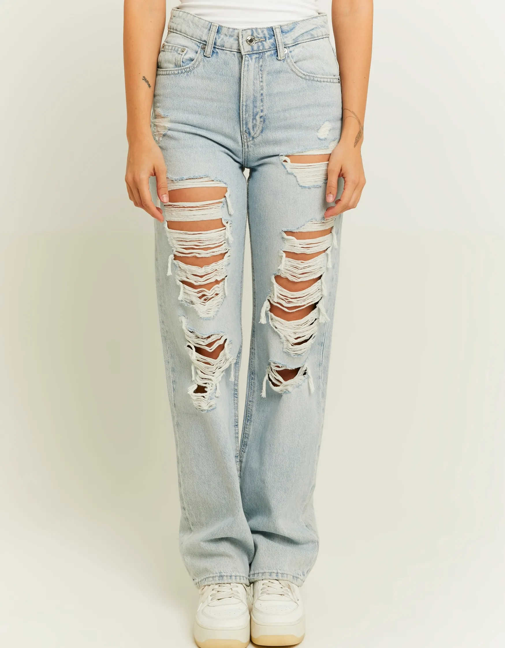 Tally Weijl High Waist Straight Leg Jeans mit Destroyed-Details^ Jeans