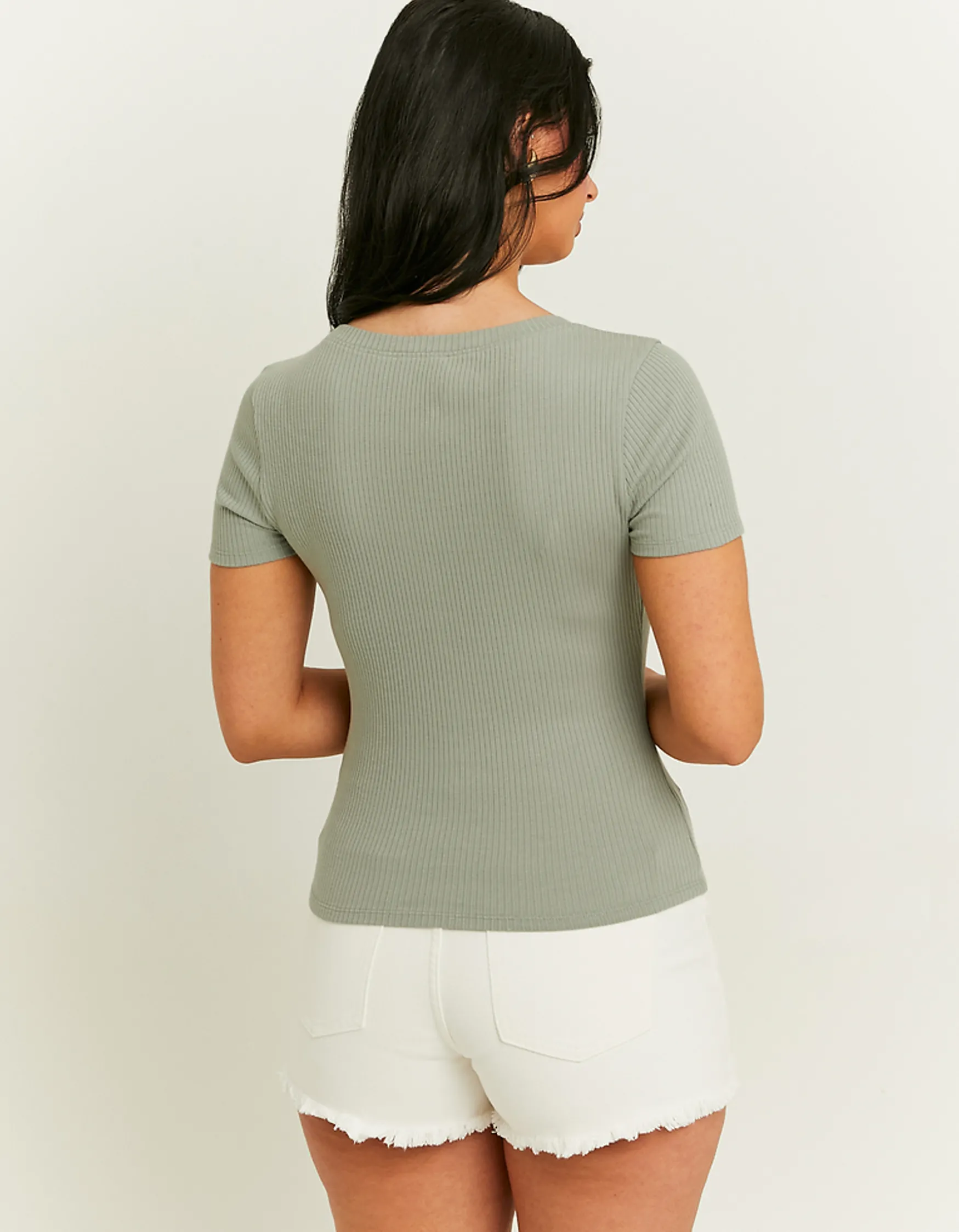 Tally Weijl Khaki Basic Regular Fit T-Shirt^ Leggings | Basic T-Shirts