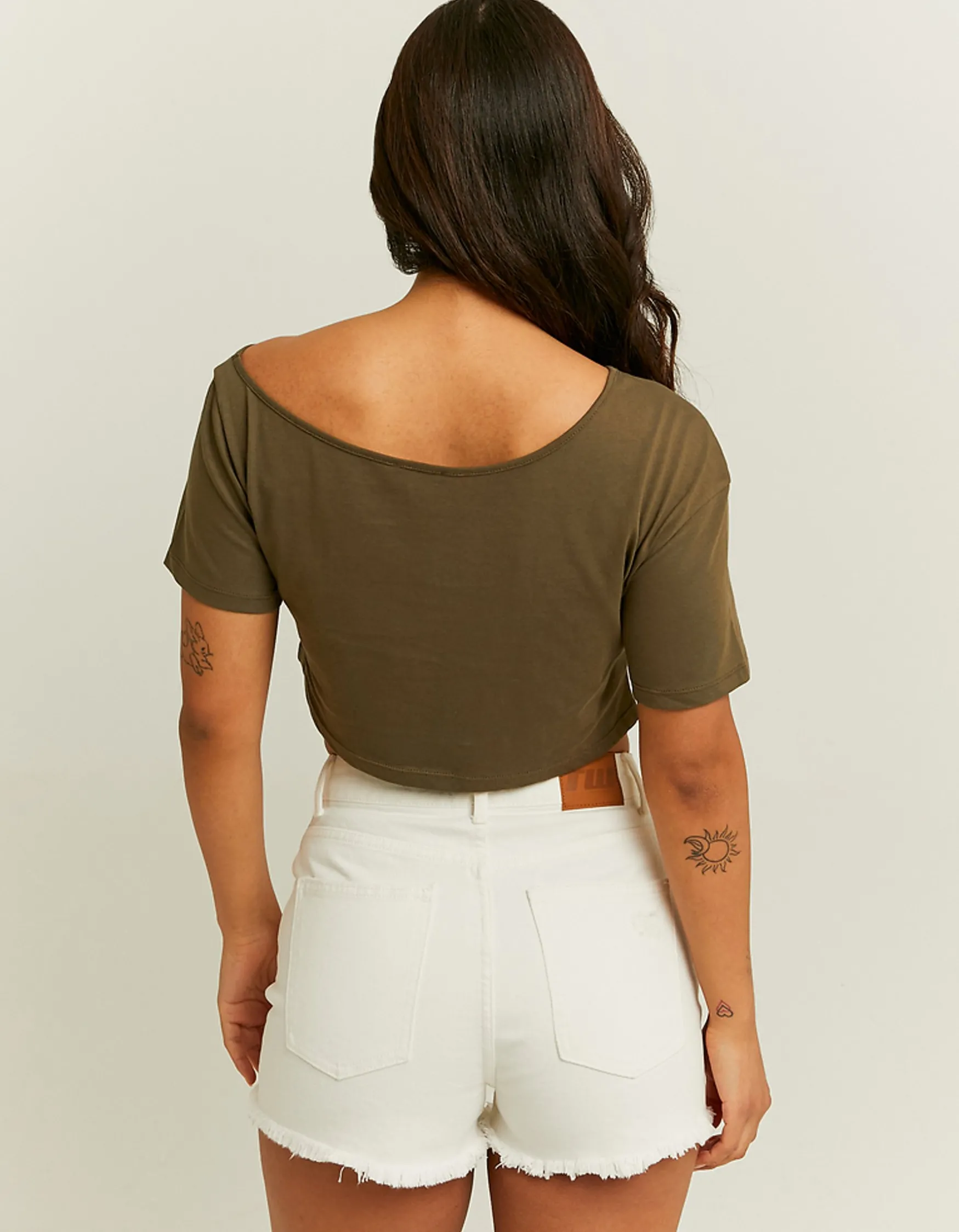 Tally Weijl Khaki Bedrucktes Off Shoulder T-Shirt^ T-Shirts Mit Print