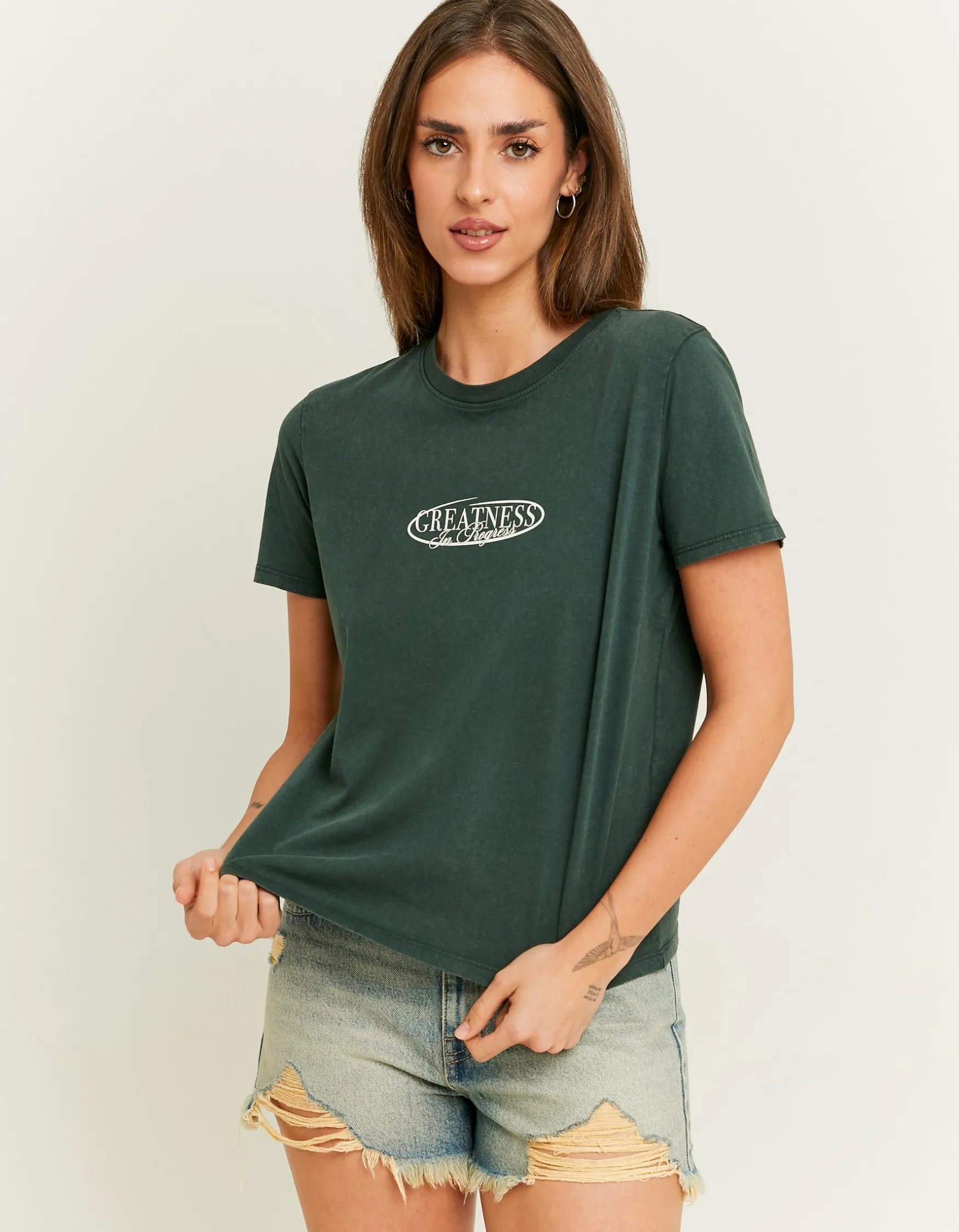 Tally Weijl Khaki bedrucktes T-Shirt^ T-Shirts Mit Print