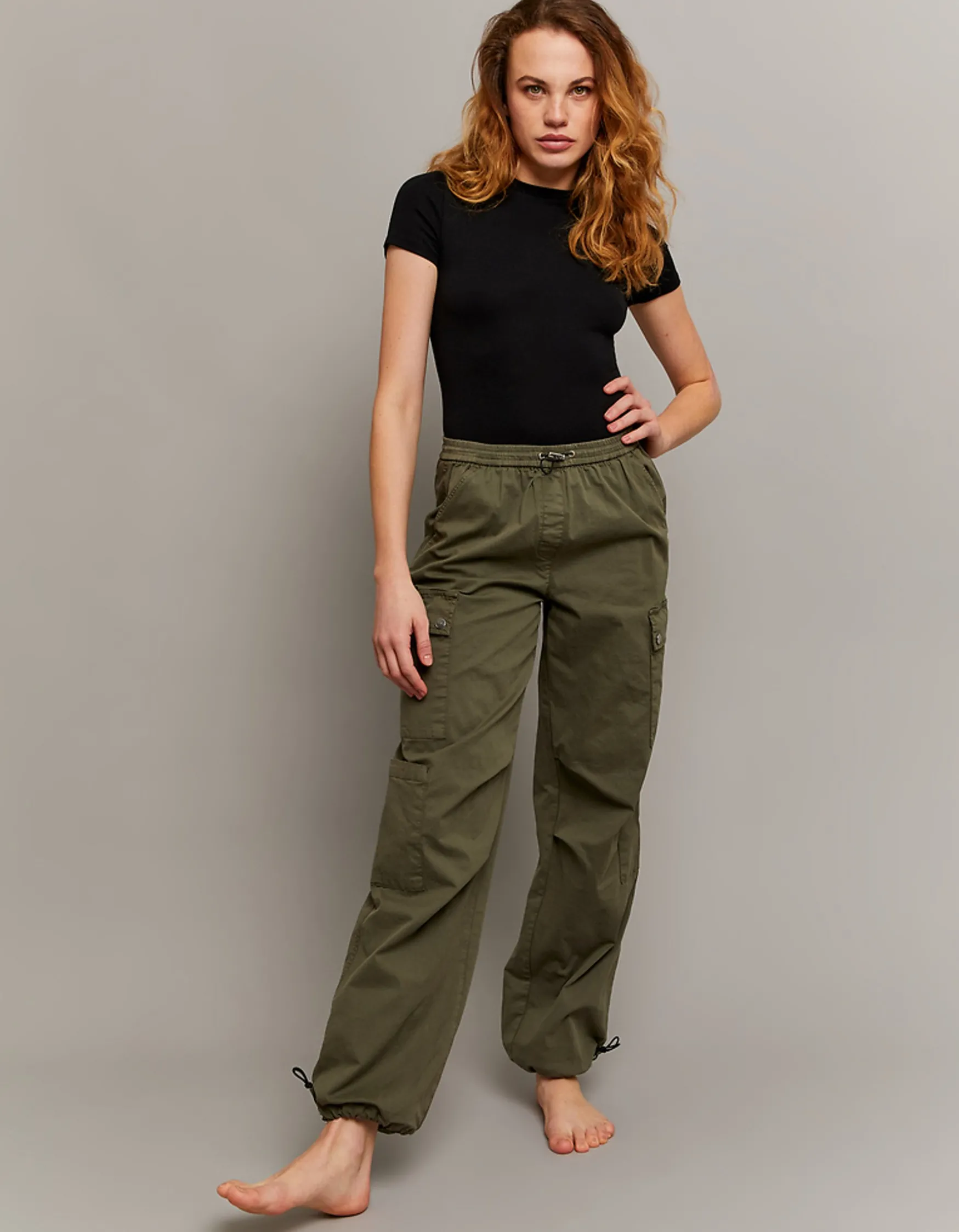 Tally Weijl Khaki High Waist Parachute-Hose^ Hosen | Cargo & Parachute