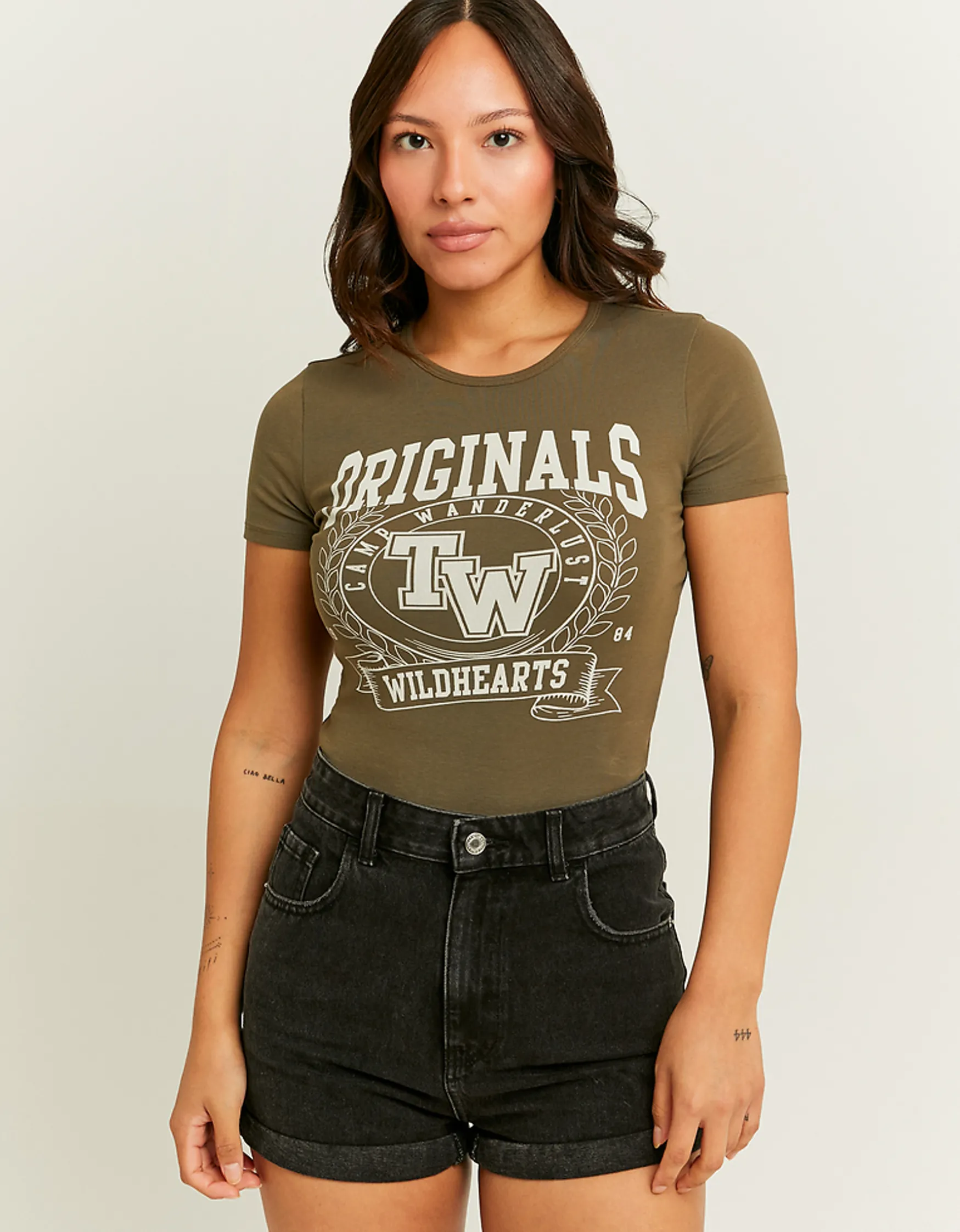 Tally Weijl Khaki Regular Bedrucktes T-Shirt^ T-Shirts Mit Print