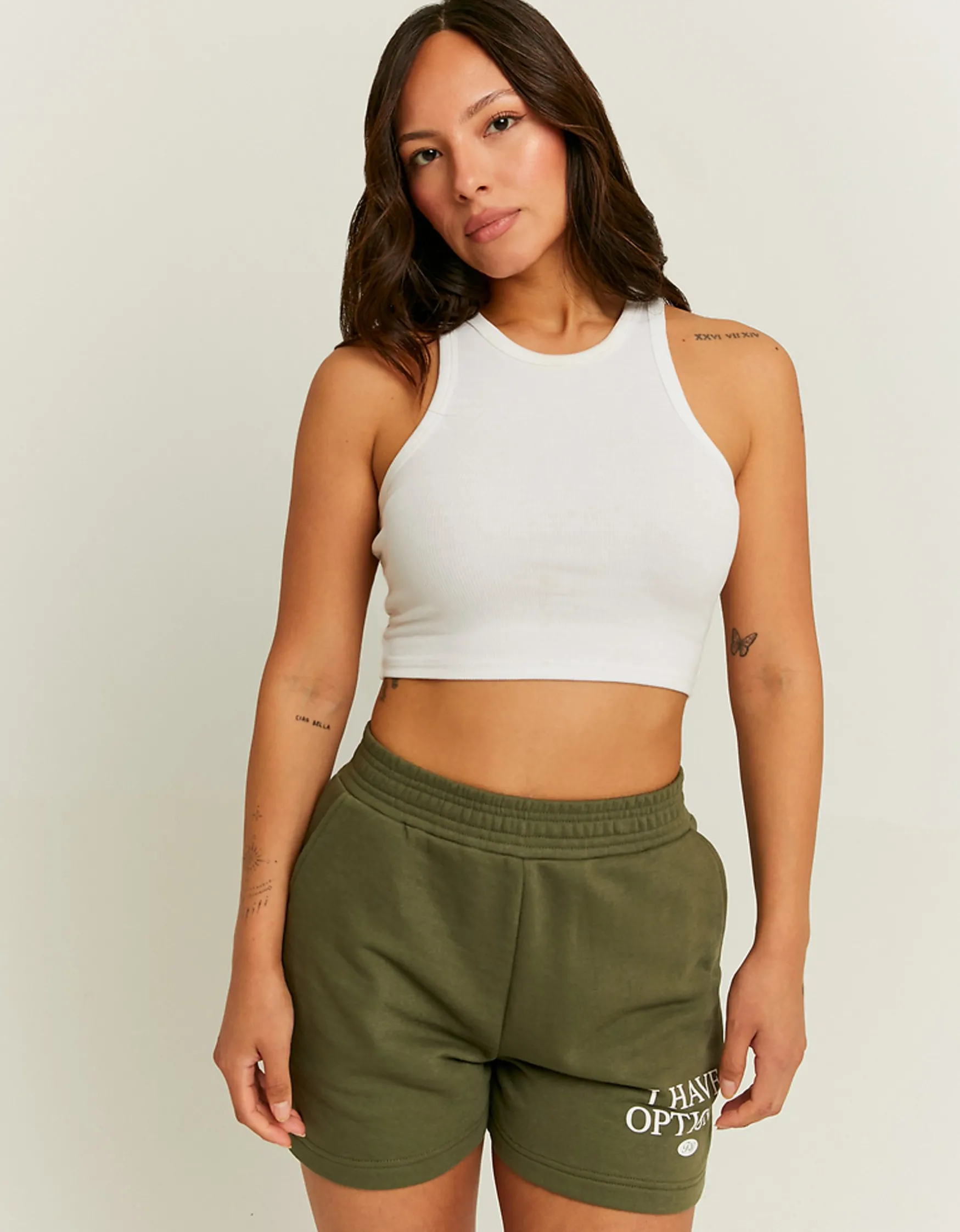 Tally Weijl Khaki Sweat Shorts mit Print^ Shorts | Sweatshirts & Hoodies