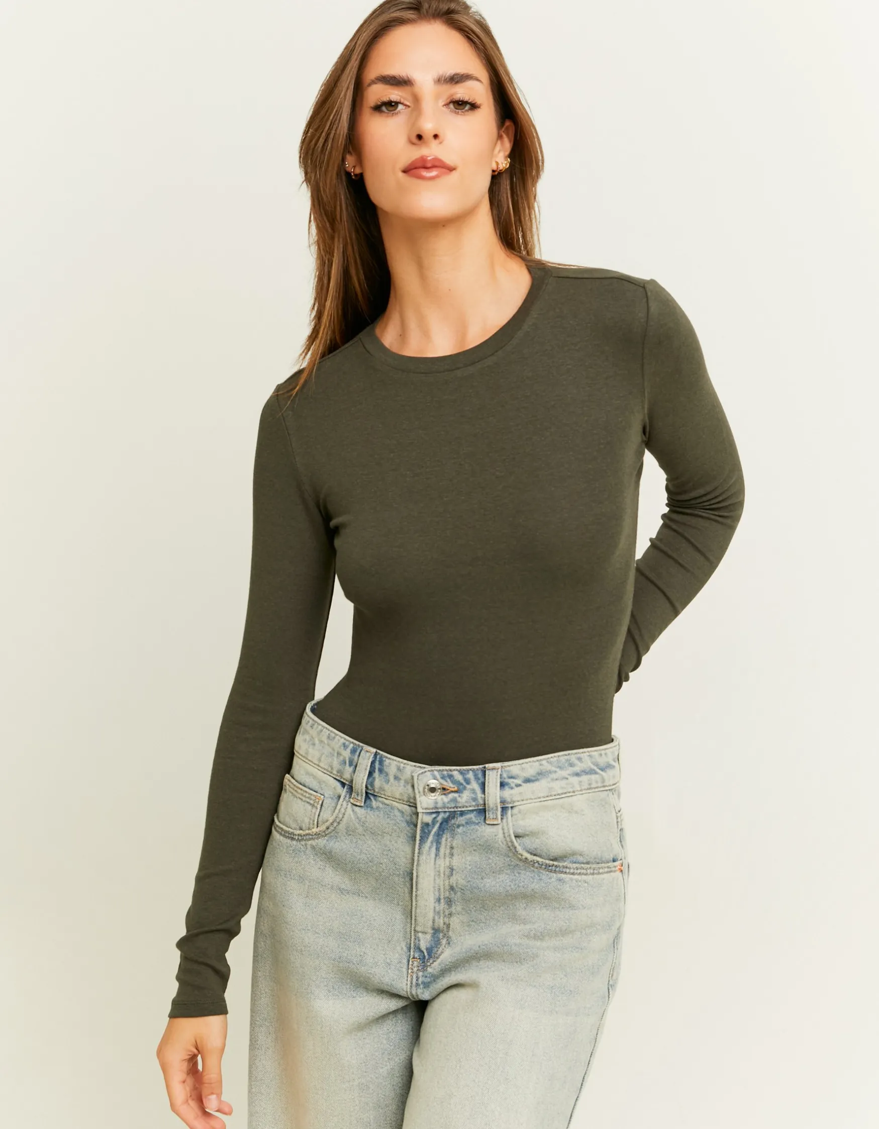 Tally Weijl Khakifarbener Basic Bodysuit^ Bodies