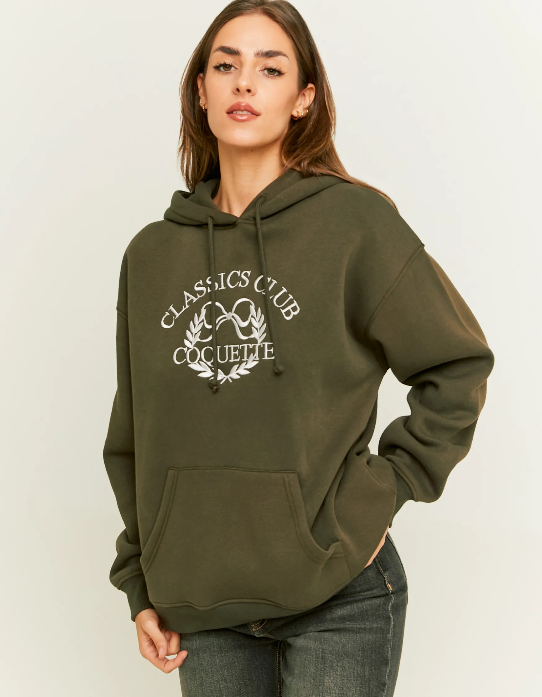 Tally Weijl Khakifarbenes Oversized Sweatshirt mit Print^ Sweatshirts & Hoodies