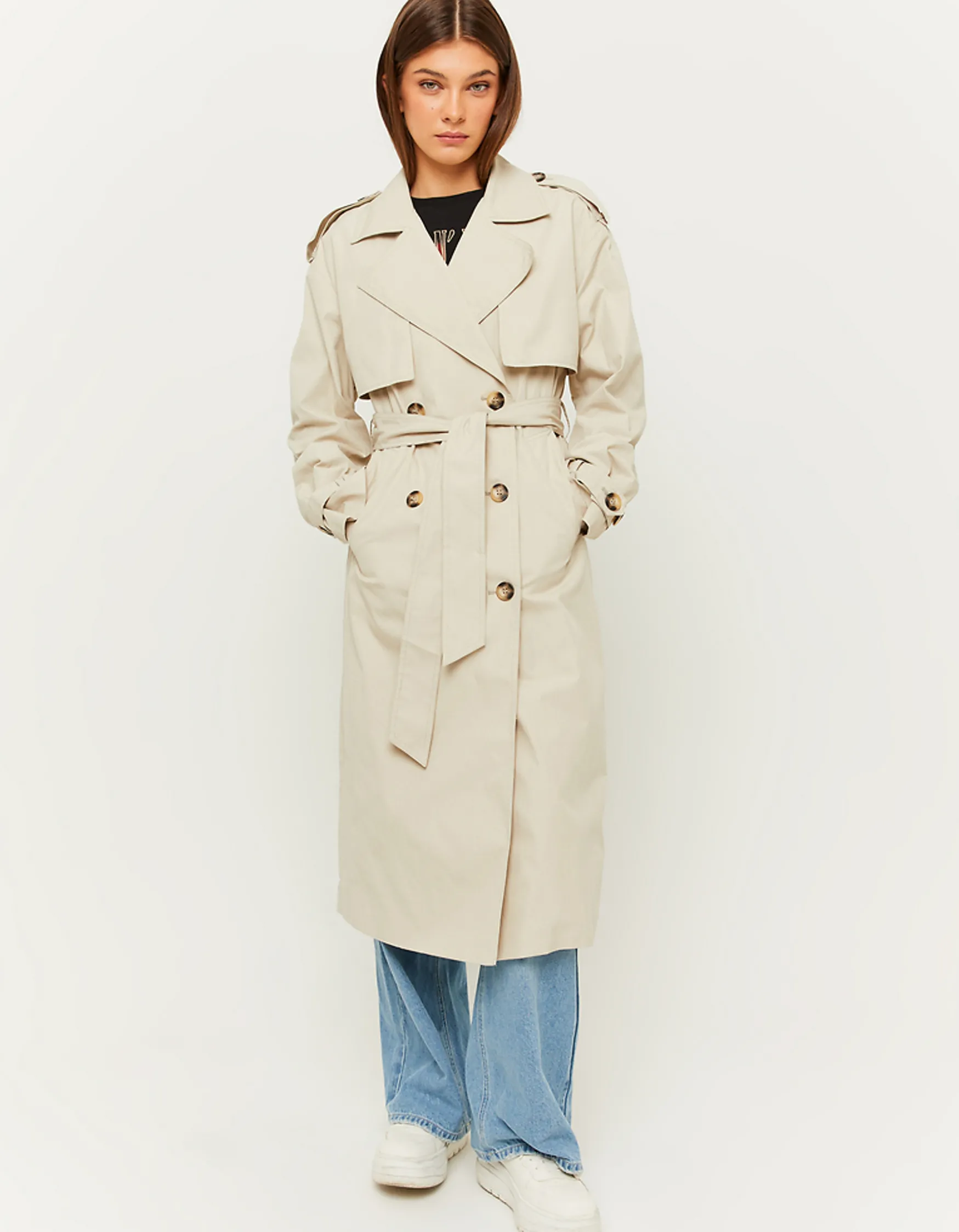 Tally Weijl Langer Trenchcoat in Beige^ Jacken