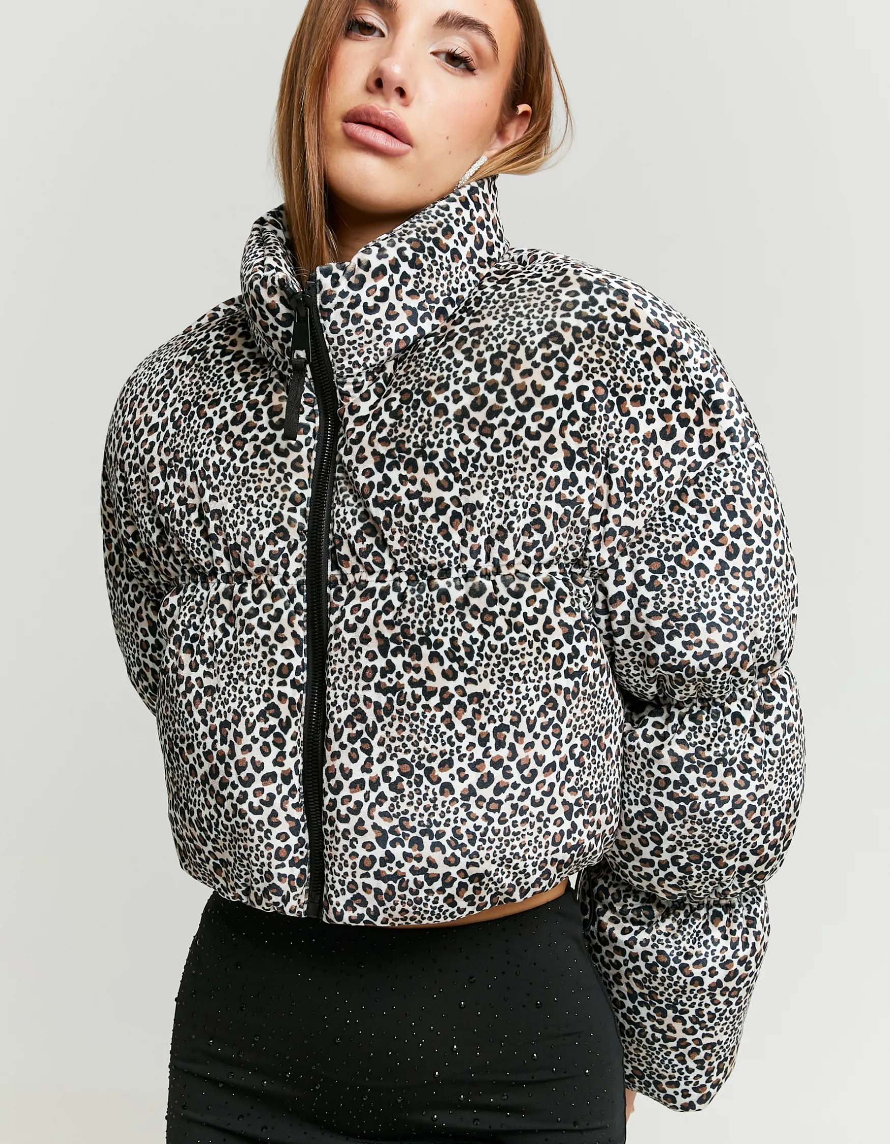 Tally Weijl Leo Print Samt Pufferjacke^ Jacken