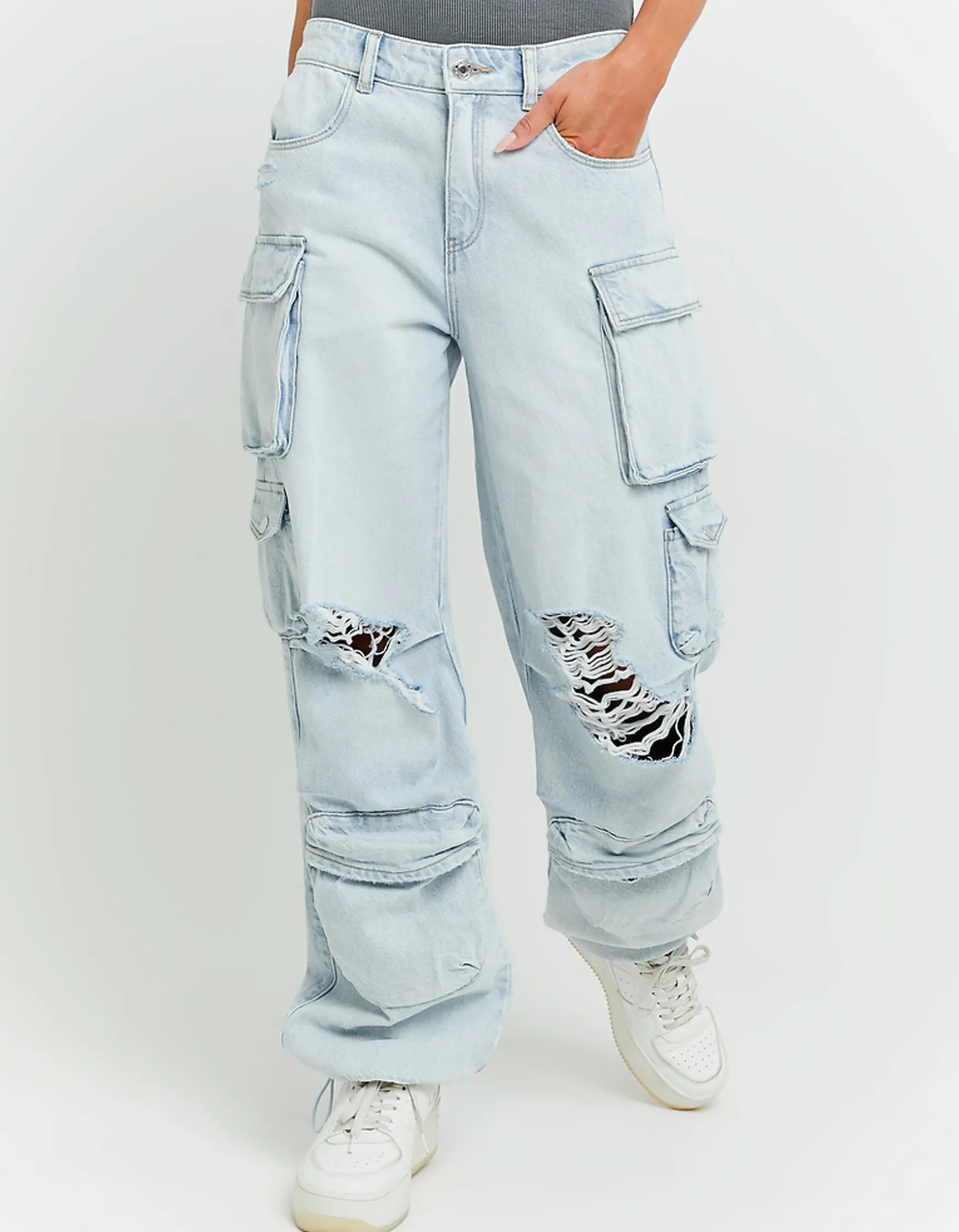 Tally Weijl Mid Waisr Destroy Carco Parachute-Jeans^ Jeans