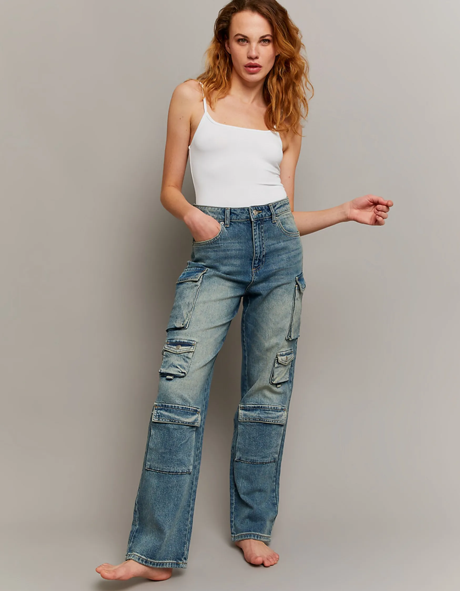 Tally Weijl Mid Waist Cargo Jeans mit mehreren Taschen^ Jeans | Cargo & Parachute