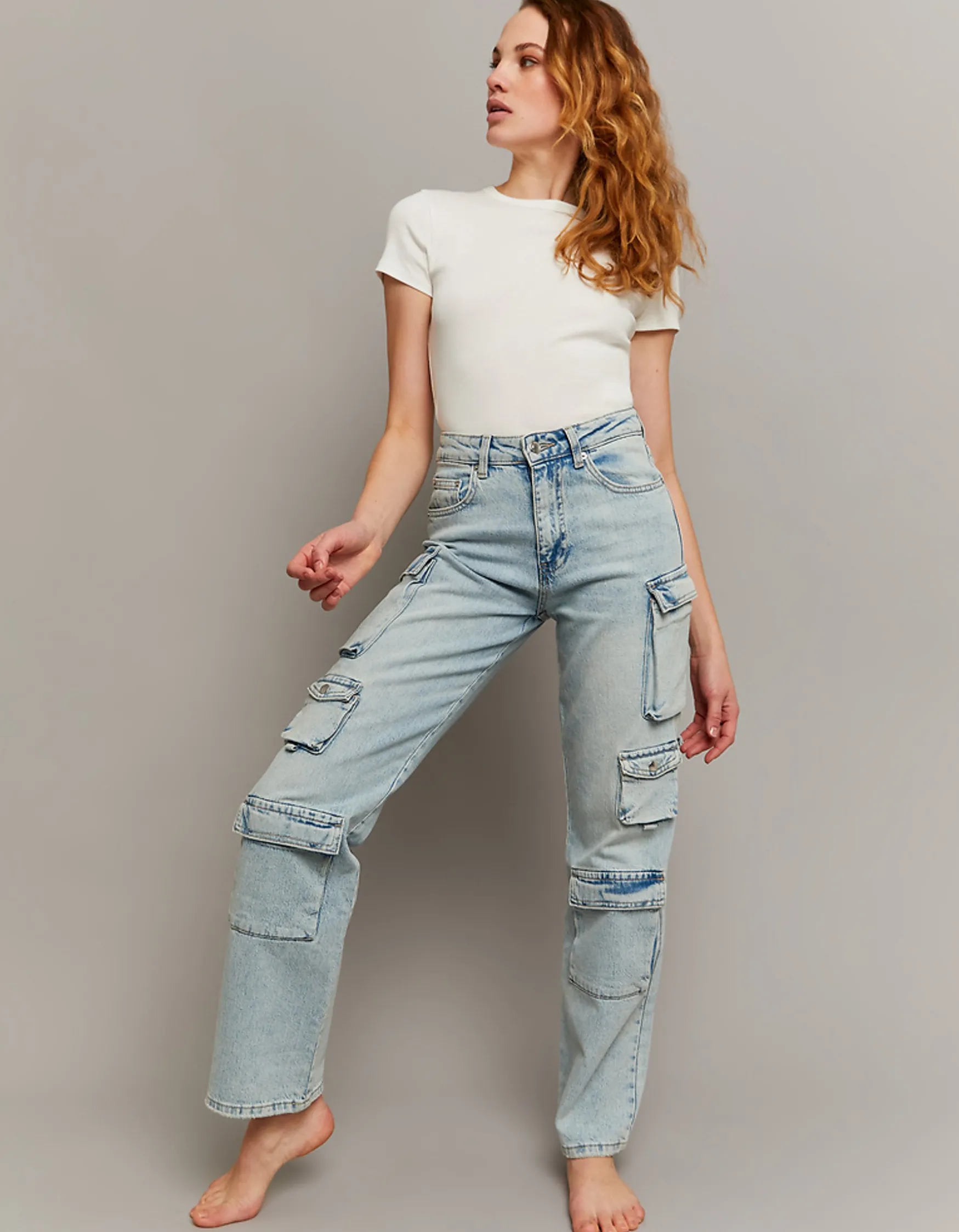 Tally Weijl Mid Waist Cargo Jeans mit mehreren Taschen^ Jeans | Cargo & Parachute