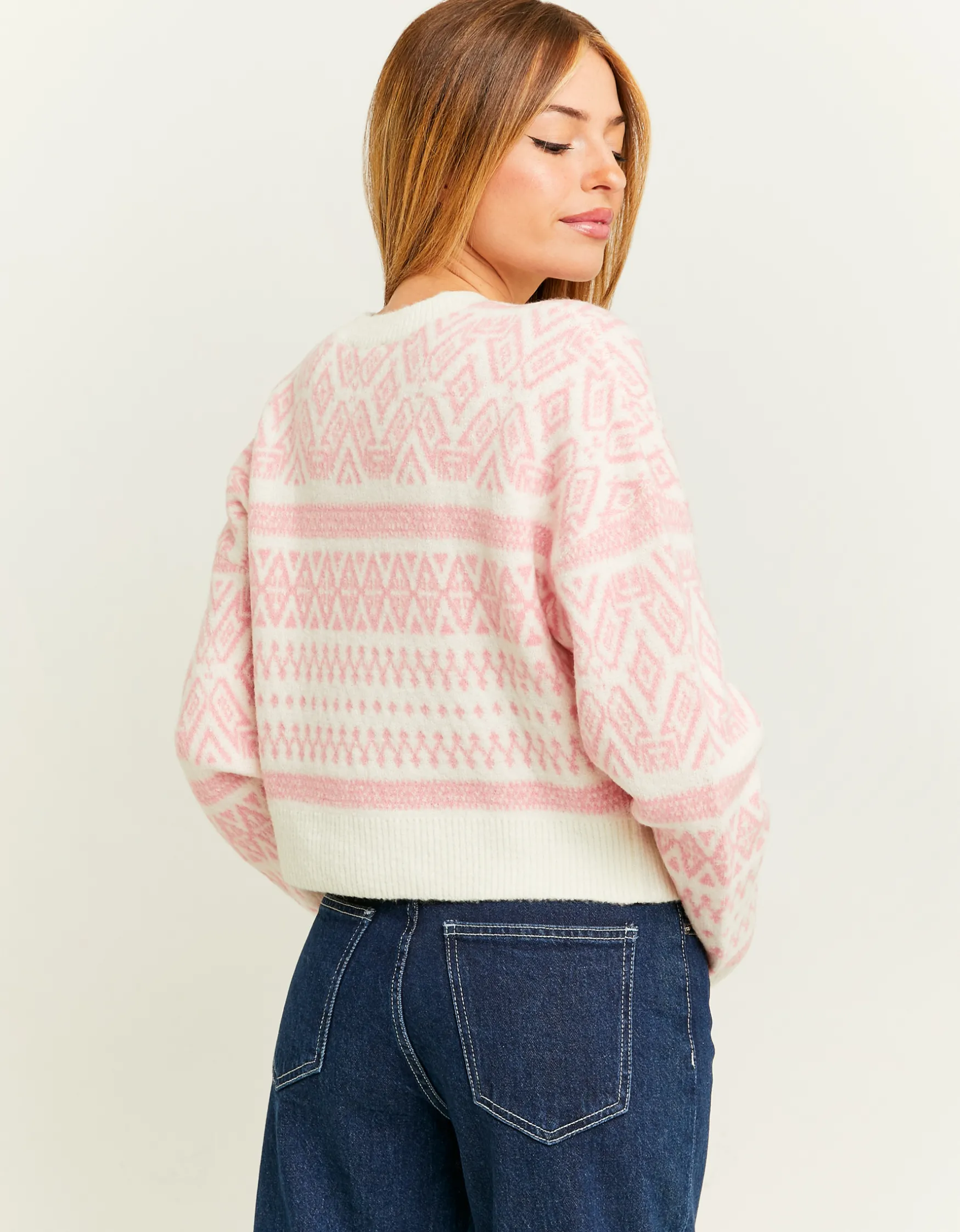 Tally Weijl Pinker Cropper Pullover mit geometrischem Muster^ Strick