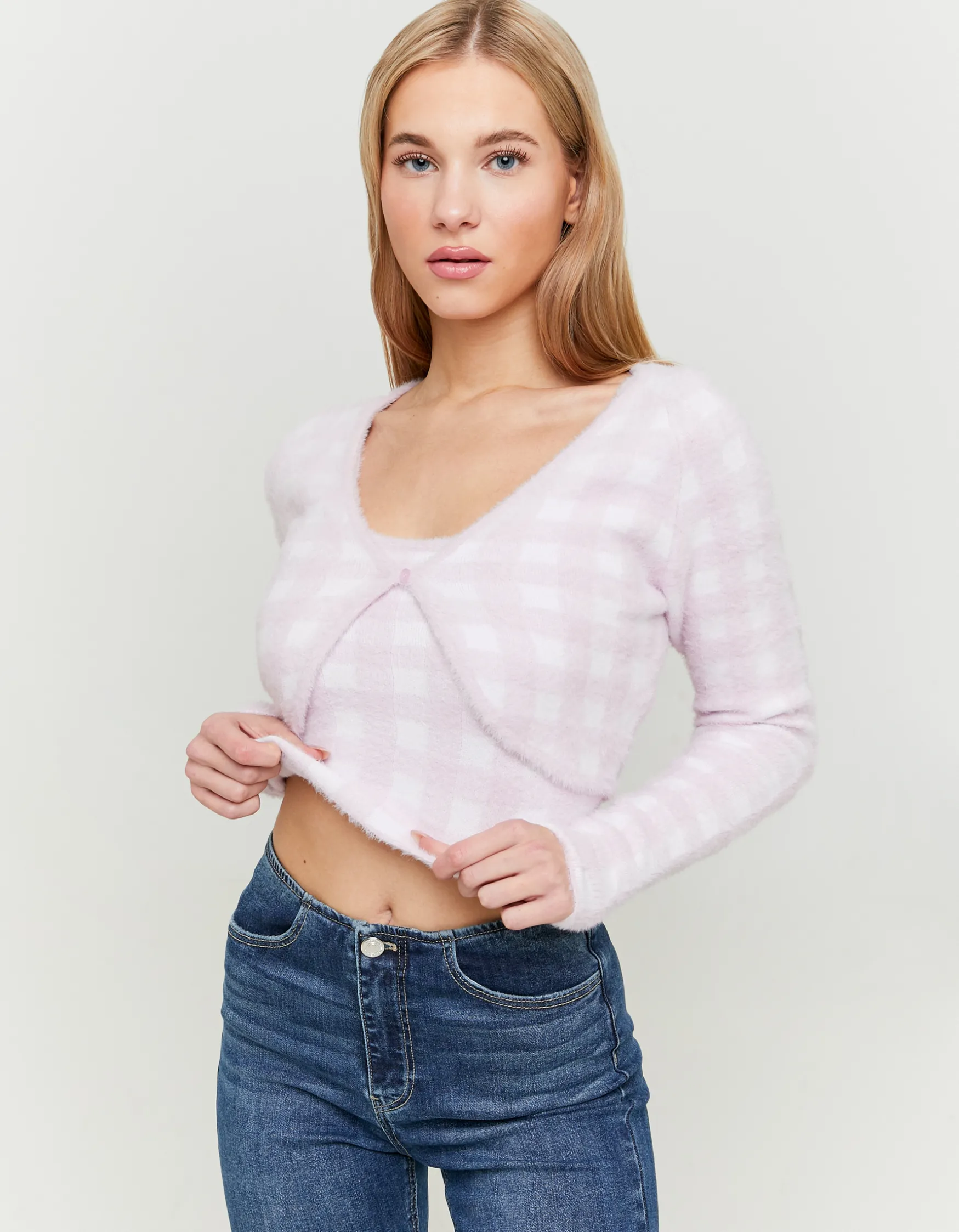 Tally Weijl Pinker karierter Cardigan^ Strick