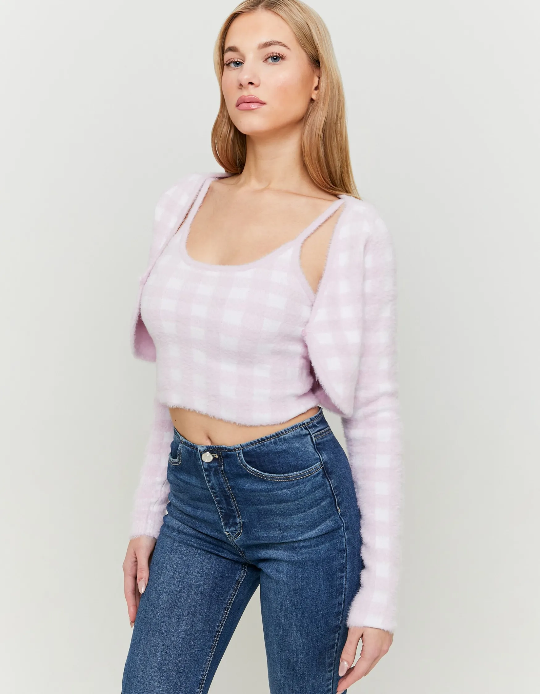 Tally Weijl Pinker karierter Cardigan^ Strick