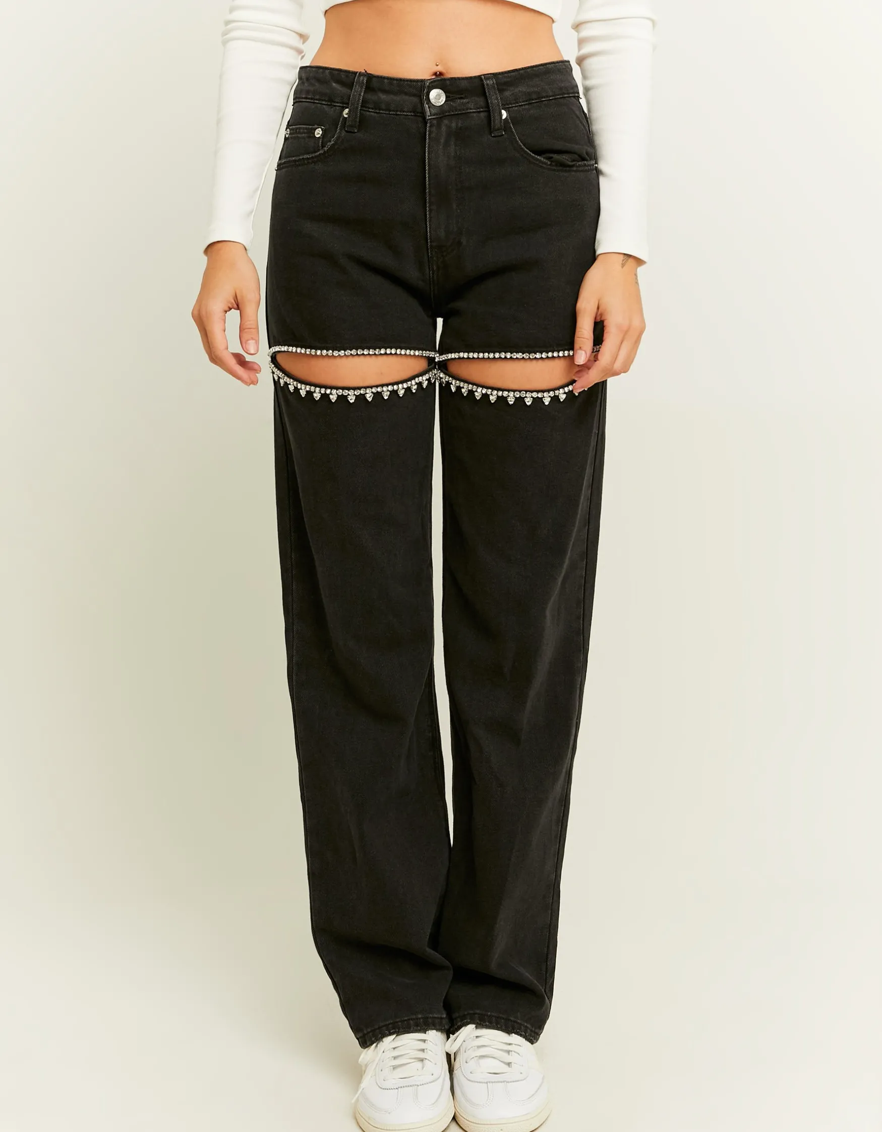 Tally Weijl e Straight Leg Jeans mit Strass Cut Outs^ Jeans