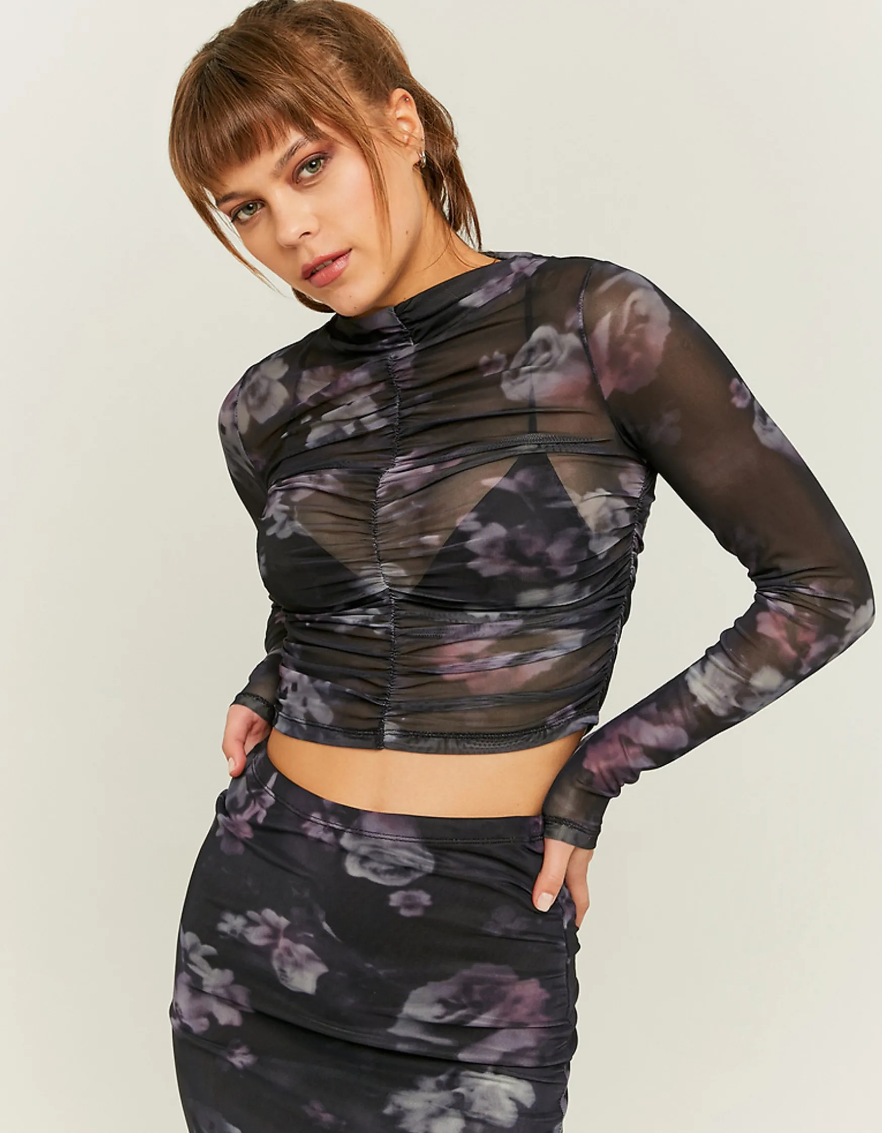 Tally Weijl Schwarzes Blumen Mesh Top^ Tops | Total Look