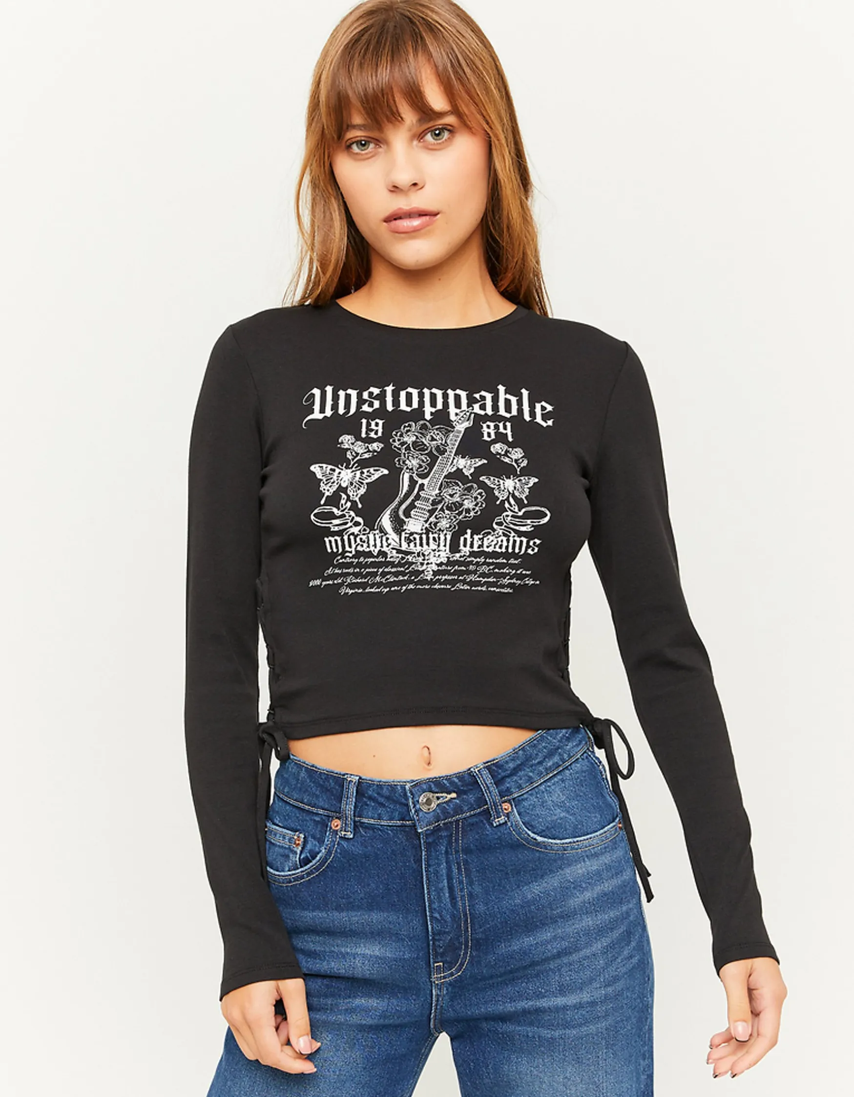 Tally Weijl es cropped Top mit seitlicher Schnürung^ T-Shirts Mit Print