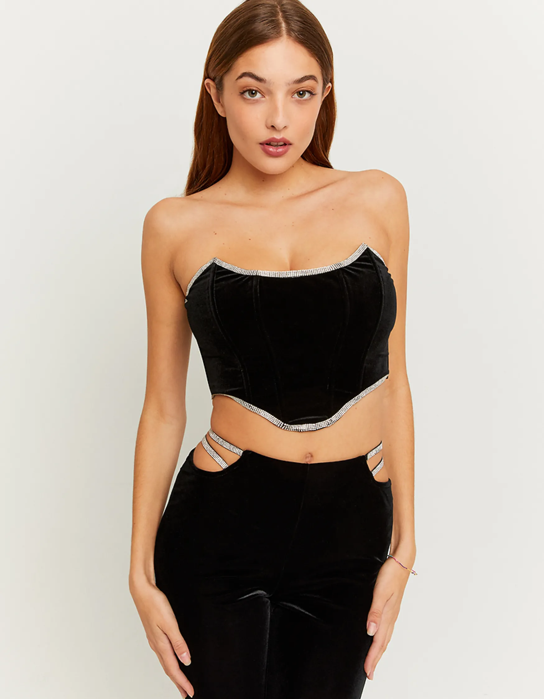 Tally Weijl es Samt Bustier Top mit Strass^ Tops