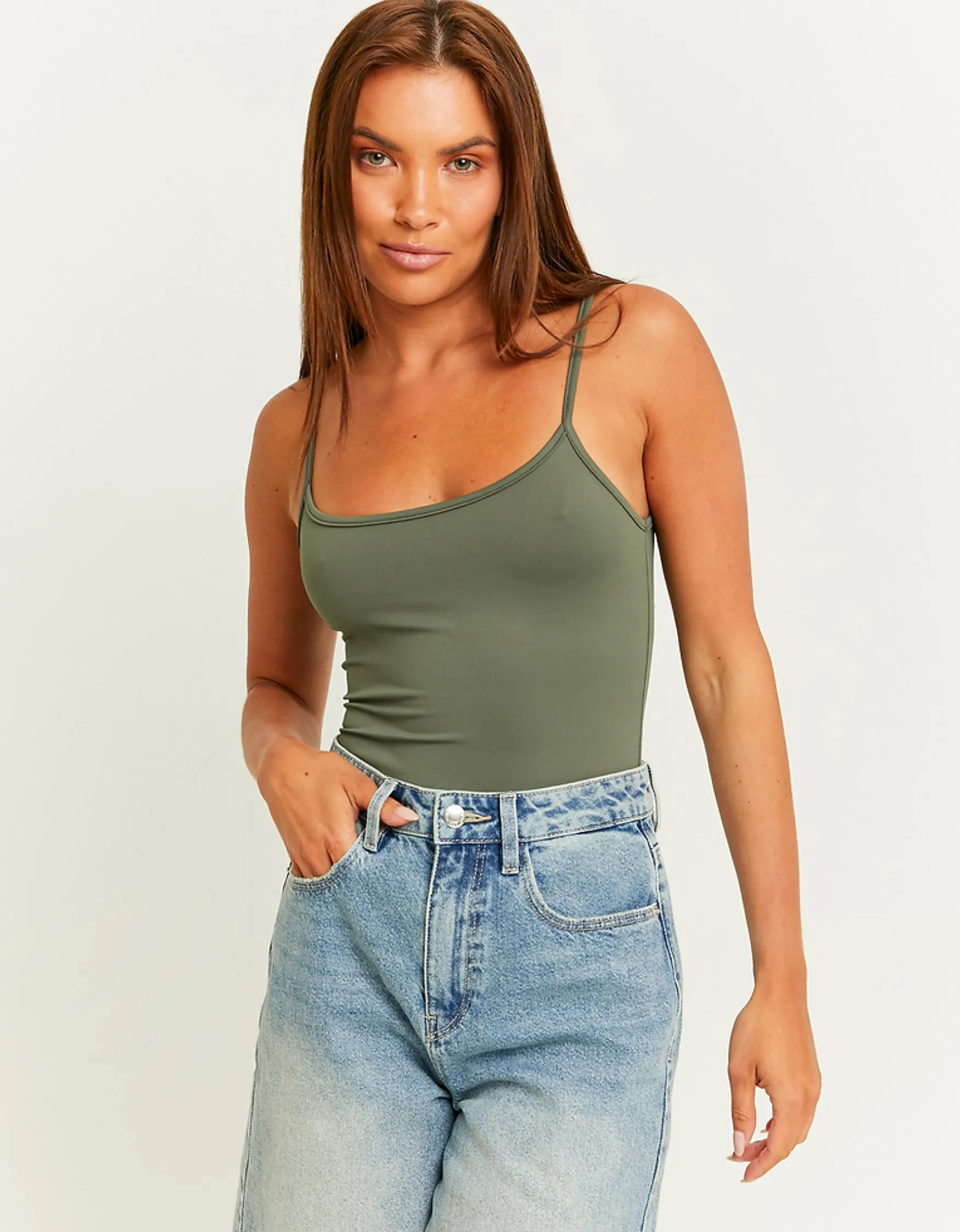 Tally Weijl Tiefes Khaki Basic Tank Top^ Basic T-Shirts