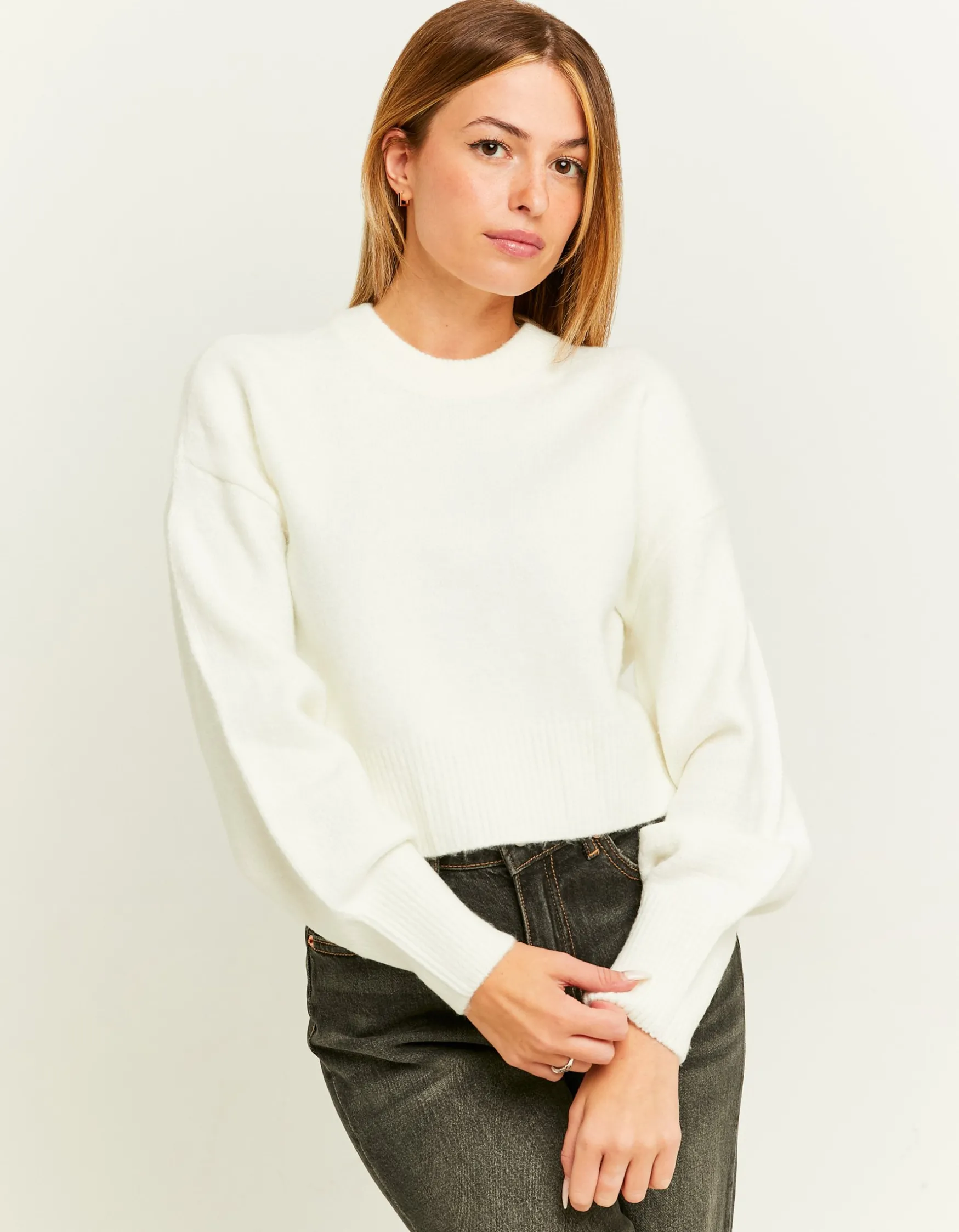 Tally Weijl Weisser Cropped Basic Pullover^ Strick