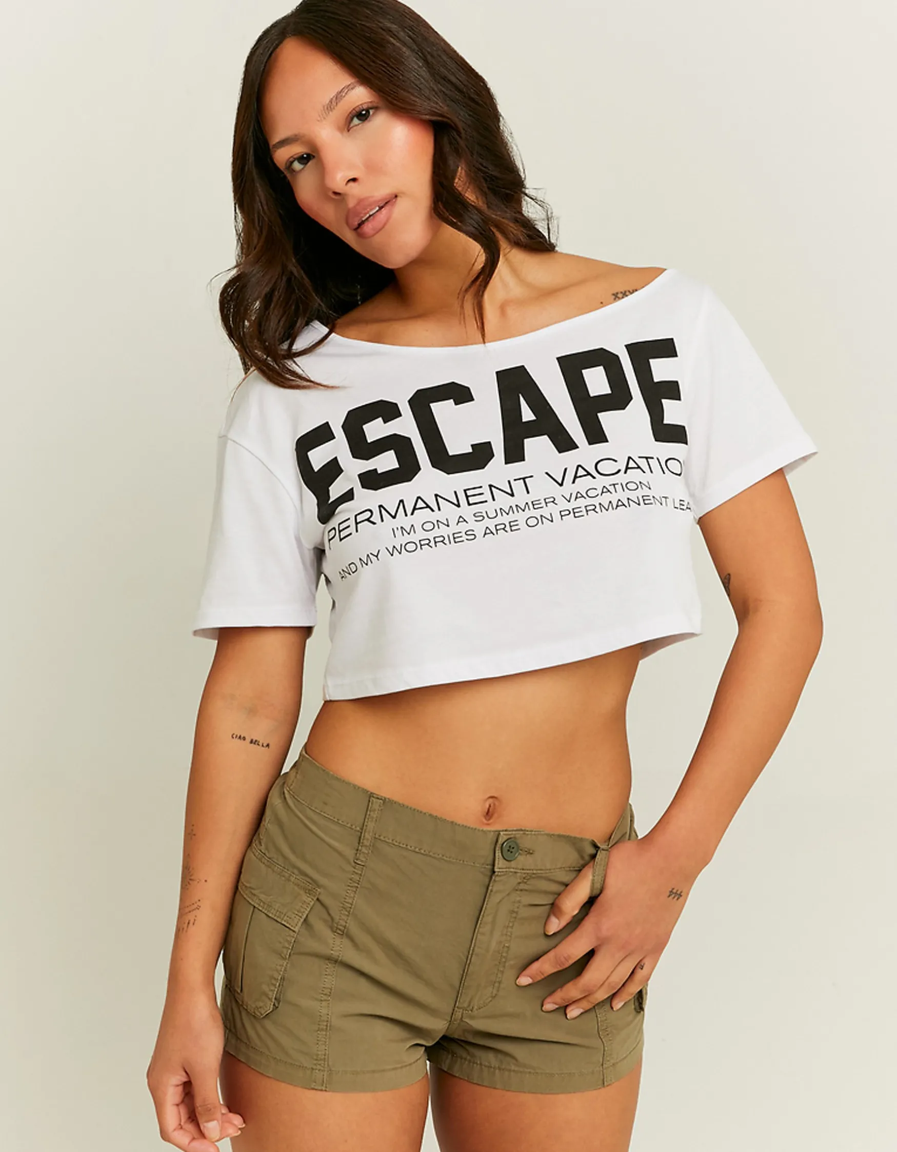 Tally Weijl Weisses Bedrucktes Off Shoulder T-Shirt^ T-Shirts Mit Print