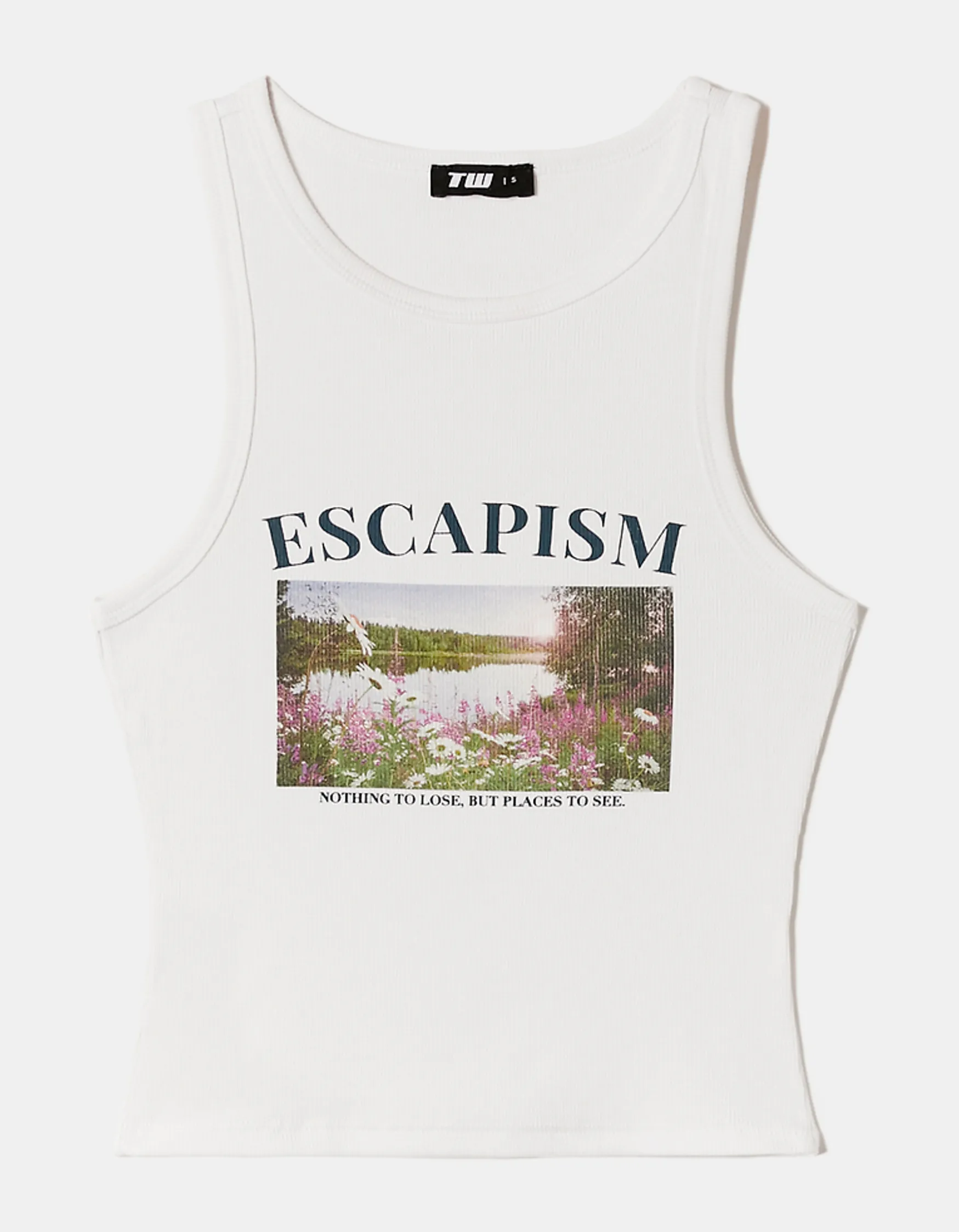 Tally Weijl Weisses Cropped Bedrucktes Tank Top^ T-Shirts Mit Print