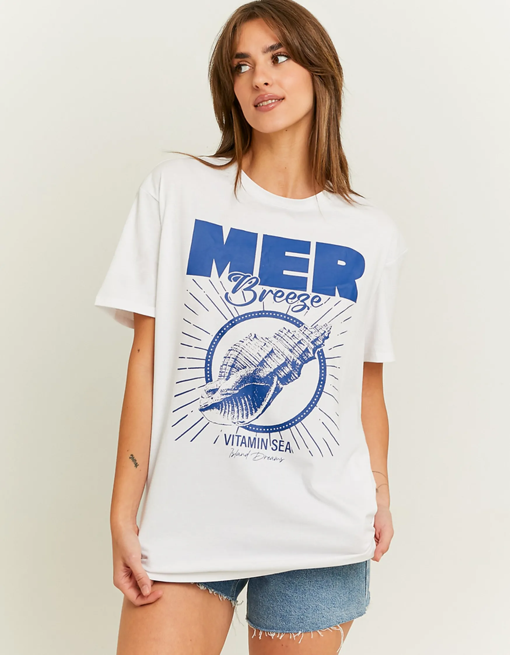 Tally Weijl Weisses Oversize T-Shirt mit Print^ T-Shirts Mit Print