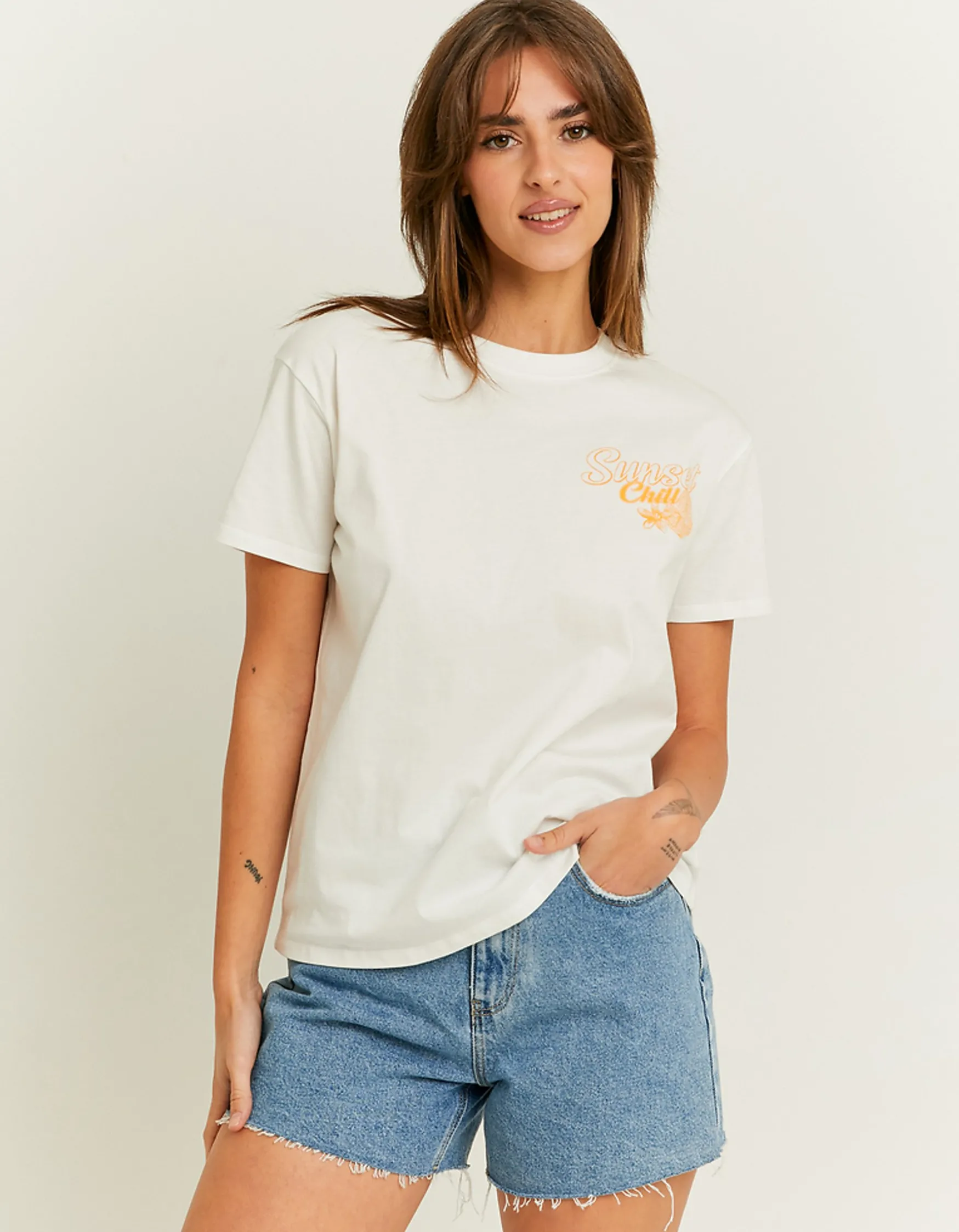 Tally Weijl Weisses Oversize T-Shirt mit Print^ T-Shirts Mit Print