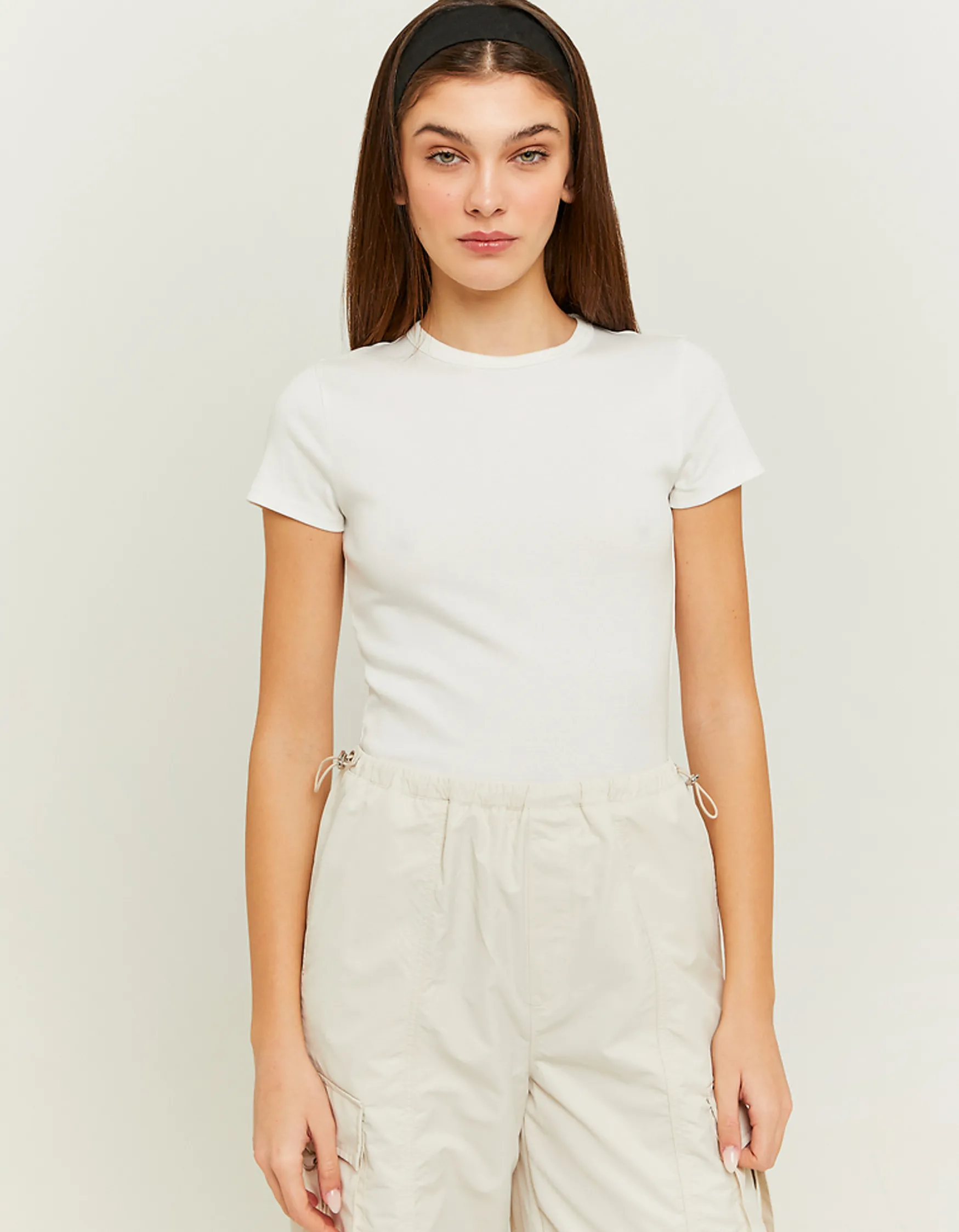 Tally Weijl Weisses Ribbed Basic T-Shirt^ Basic T-Shirts